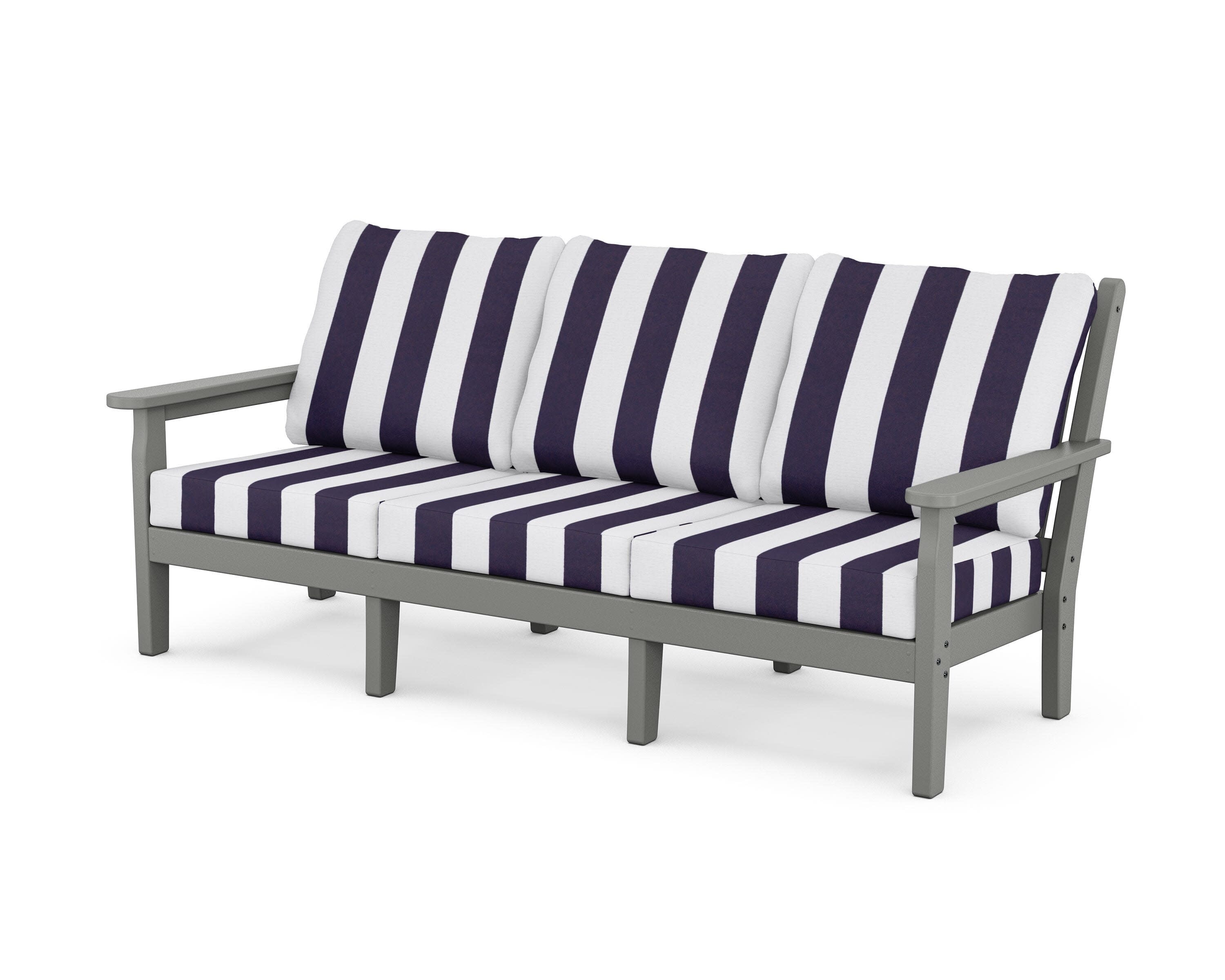 Chippendale Deep Seating Sofa in Slate Grey / Cabana Stripe Navy