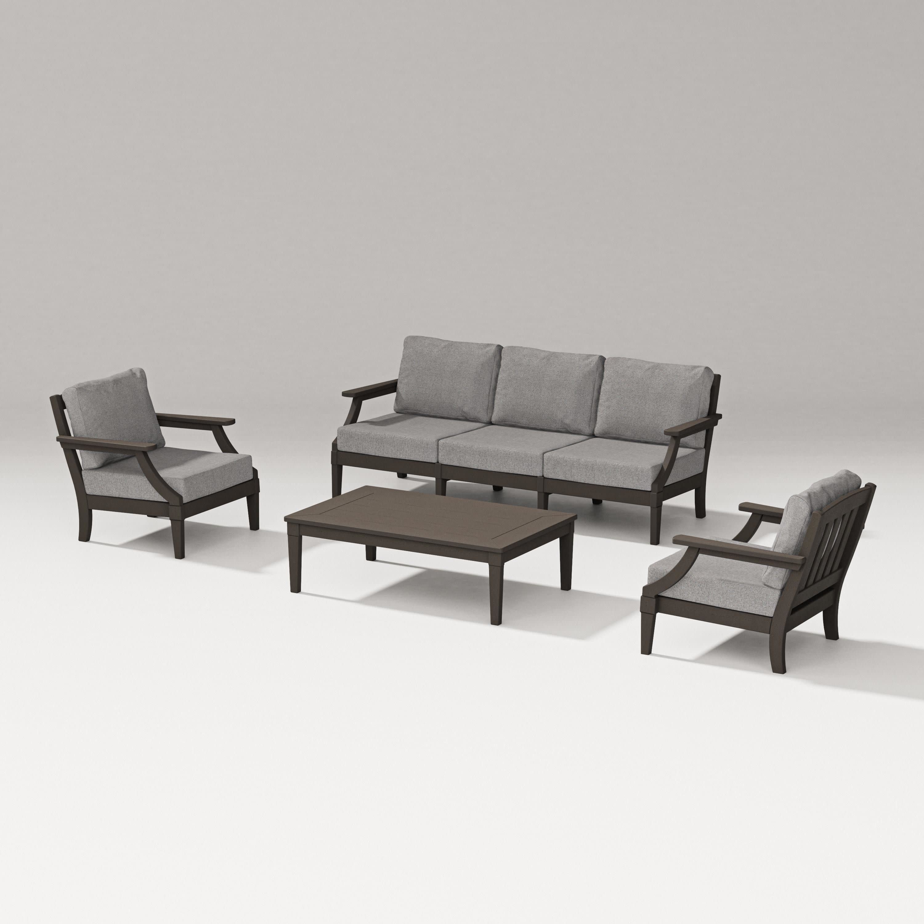 Estate 4-Piece Lounge Sofa Set in Vintage Coffee / Grey Mist