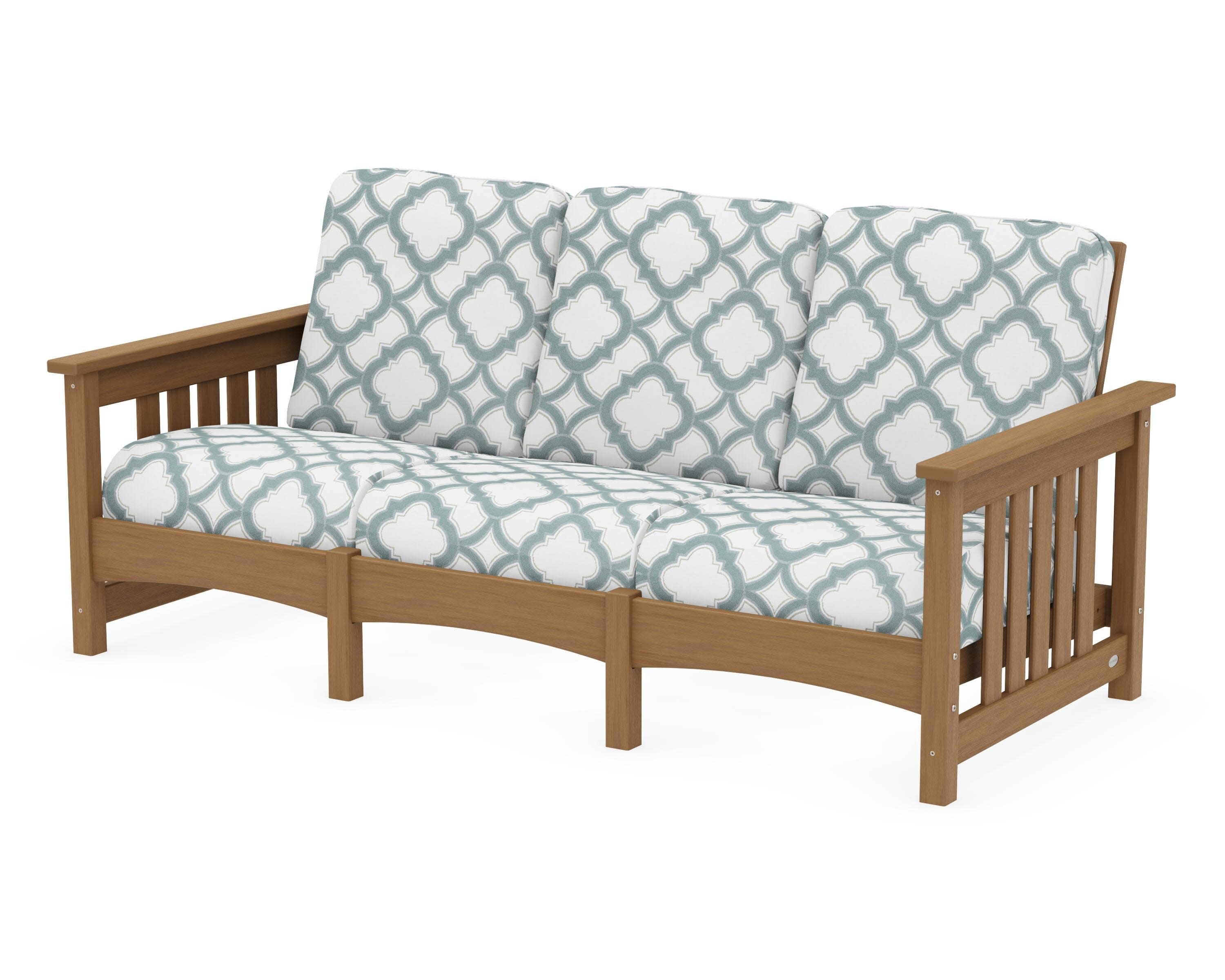 Club Mission Sofa in Natural / Trellis Glacier Spa
