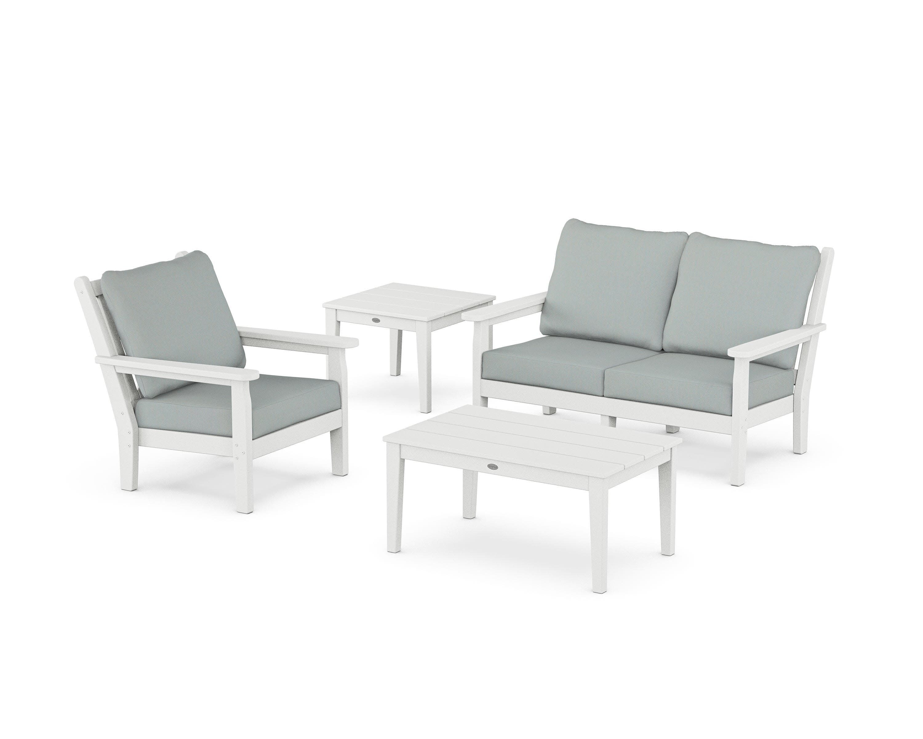 Chippendale 4-Piece Deep Seating Set in White / Spa