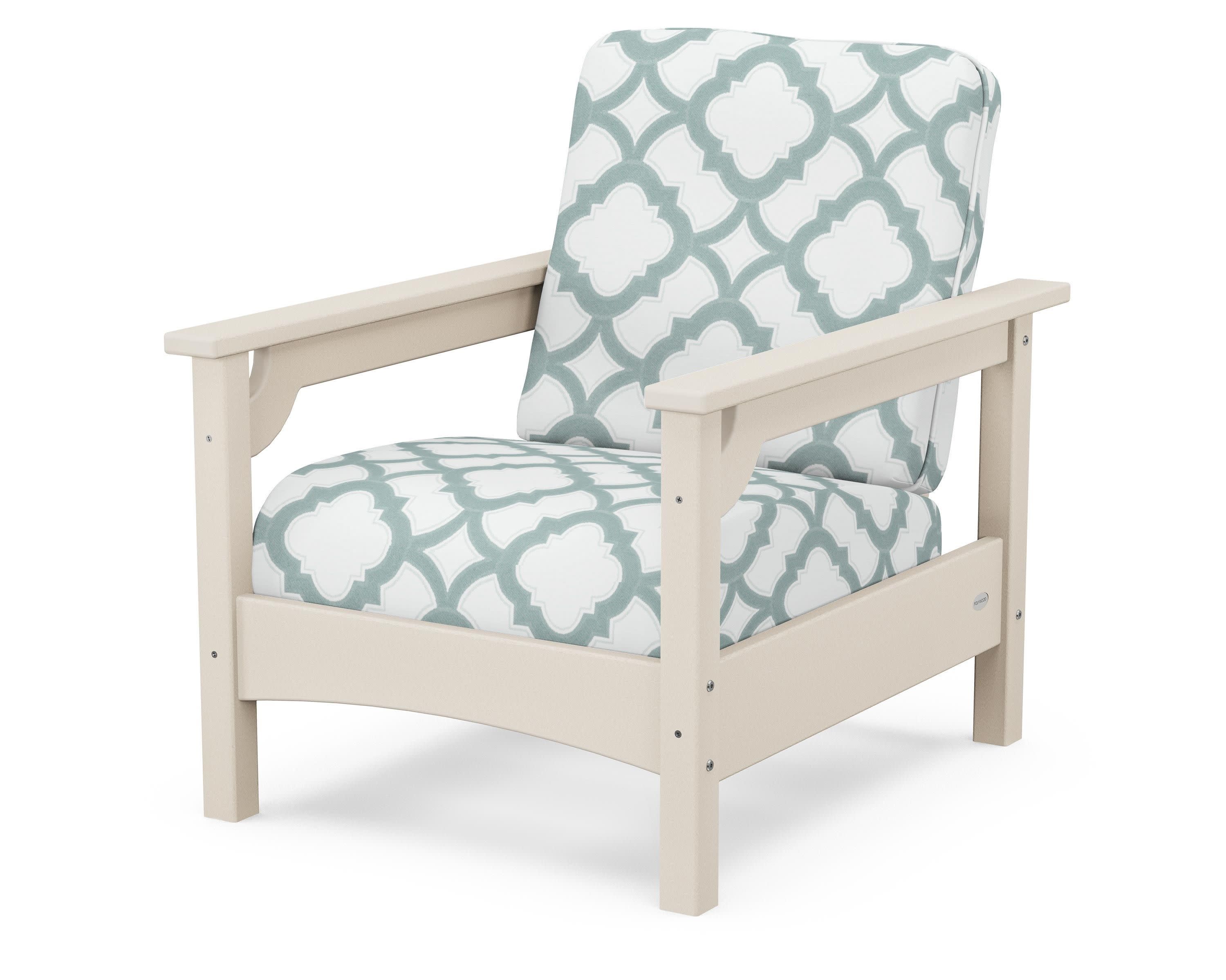 Club Chair in Sand / Trellis Glacier Spa