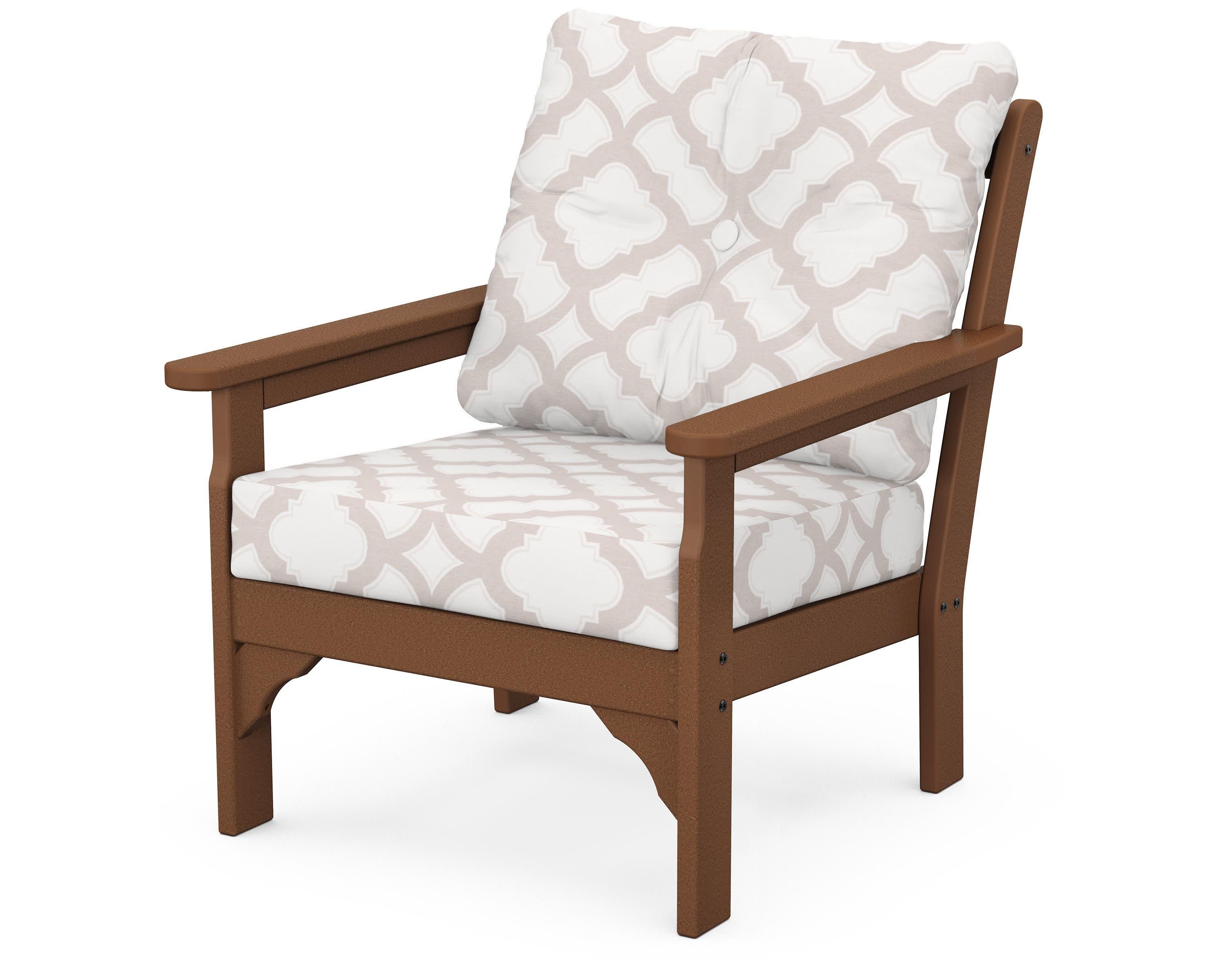 Vineyard Deep Seating Chair in Teak / Trellis Dune Burlap