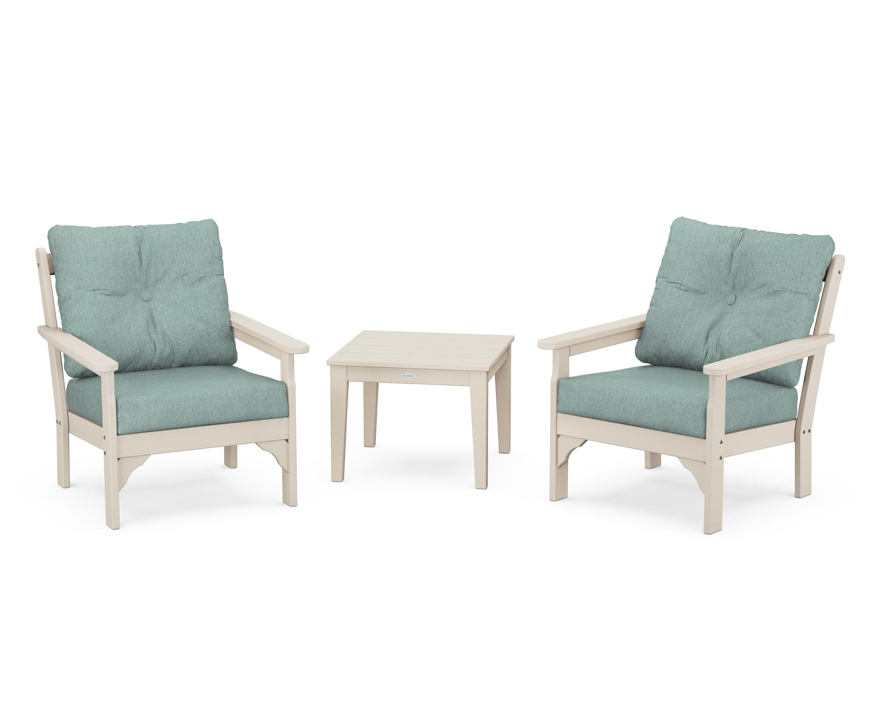 Vineyard 3-Piece Deep Seating Set in Sand / Glacier Spa