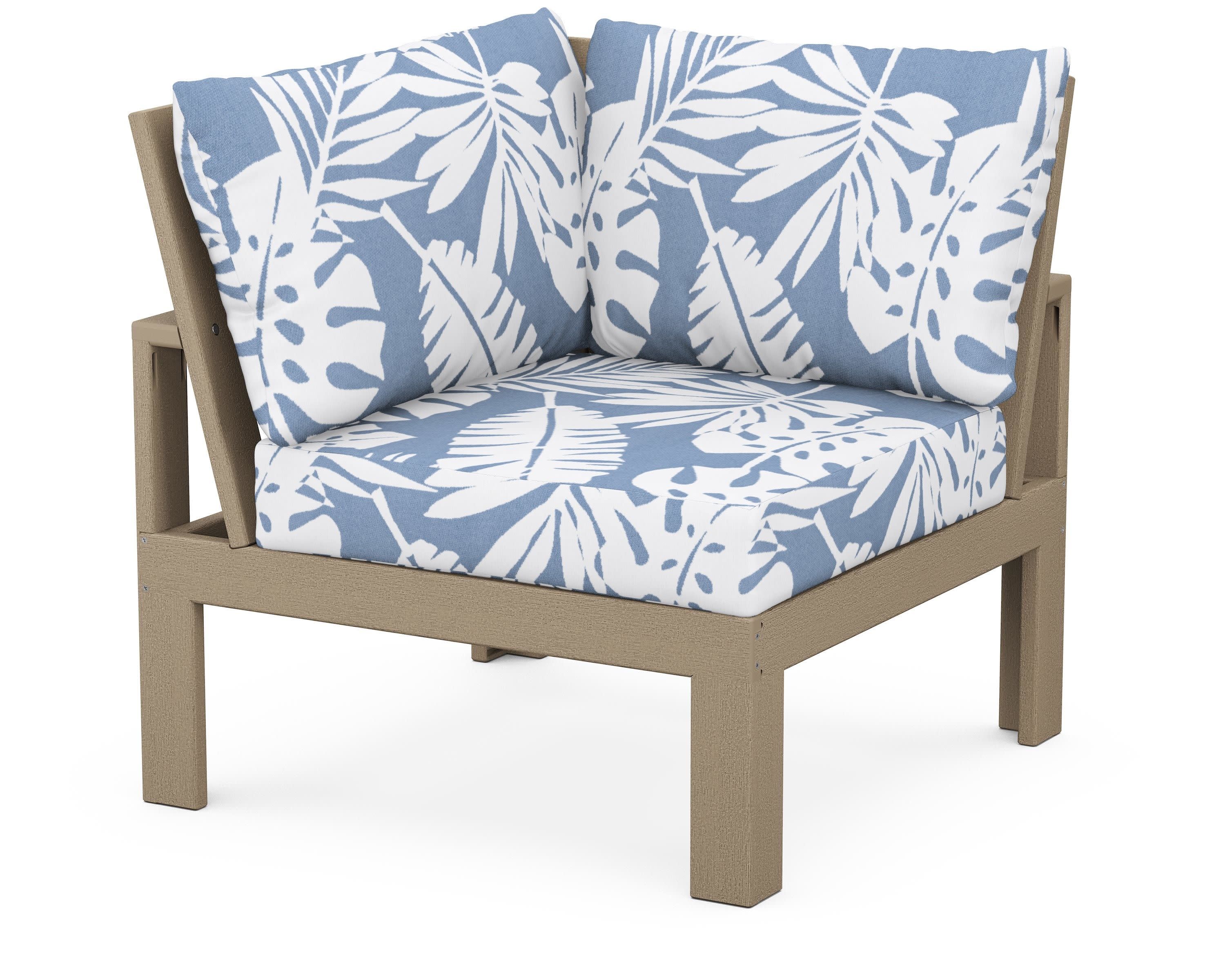Modular Corner Chair in Vintage Sahara / Leaf Sky Blue