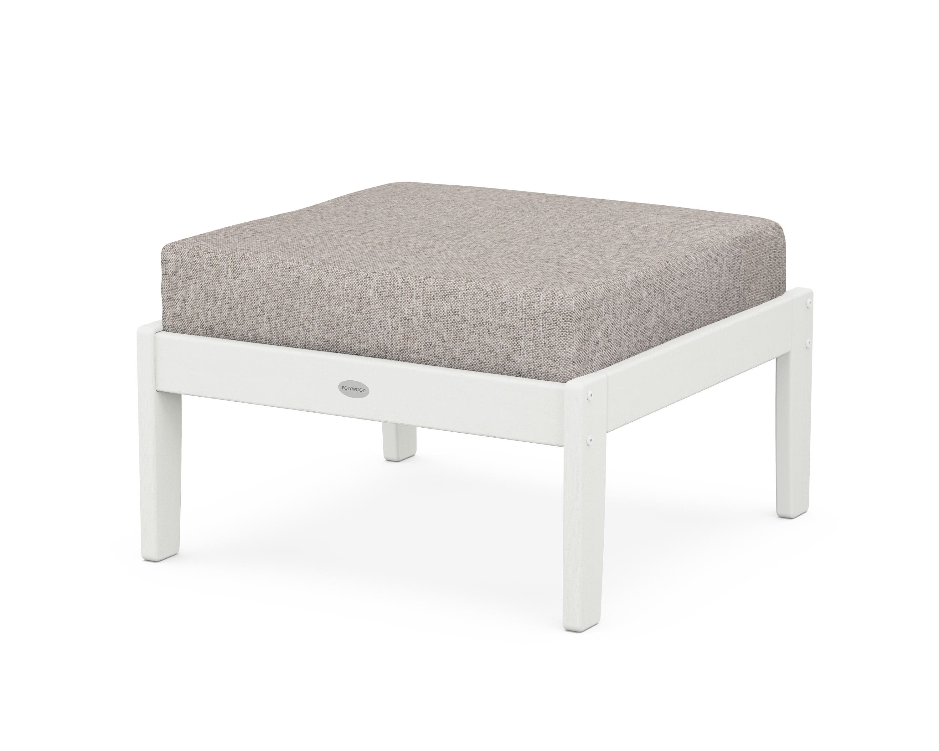 Braxton Deep Seating Ottoman in Vintage White / Weathered Tweed