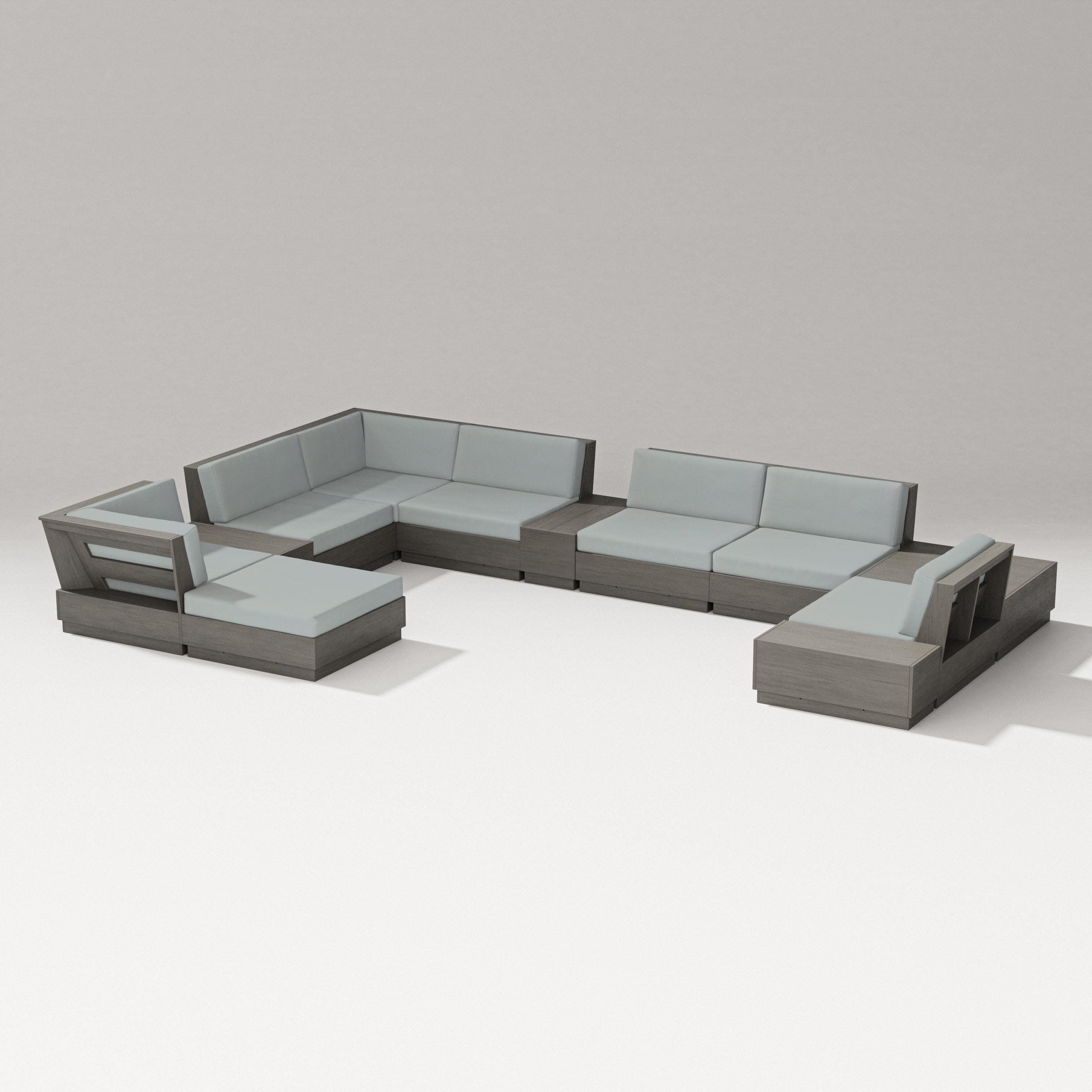 Elevate 12-Piece Conversation Sectional Set in Driftwood / Spa