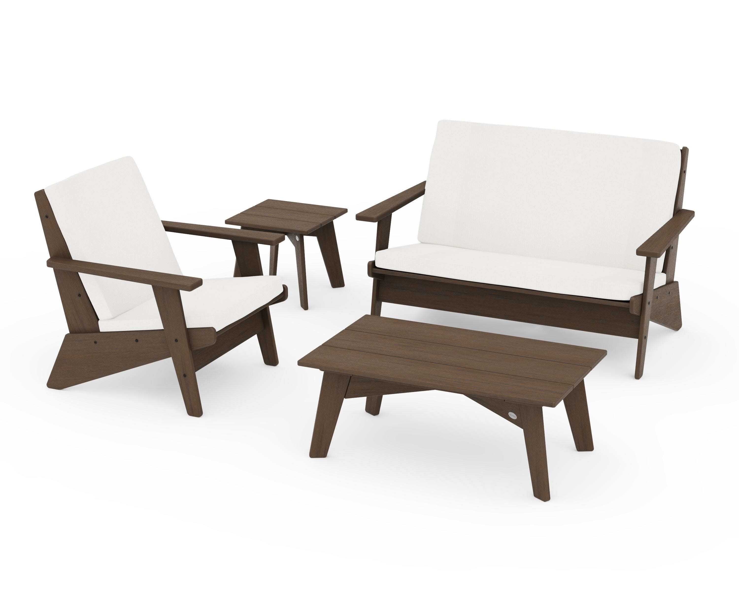 Riviera Modern Lounge 4-Piece Set in Kona / Natural Linen