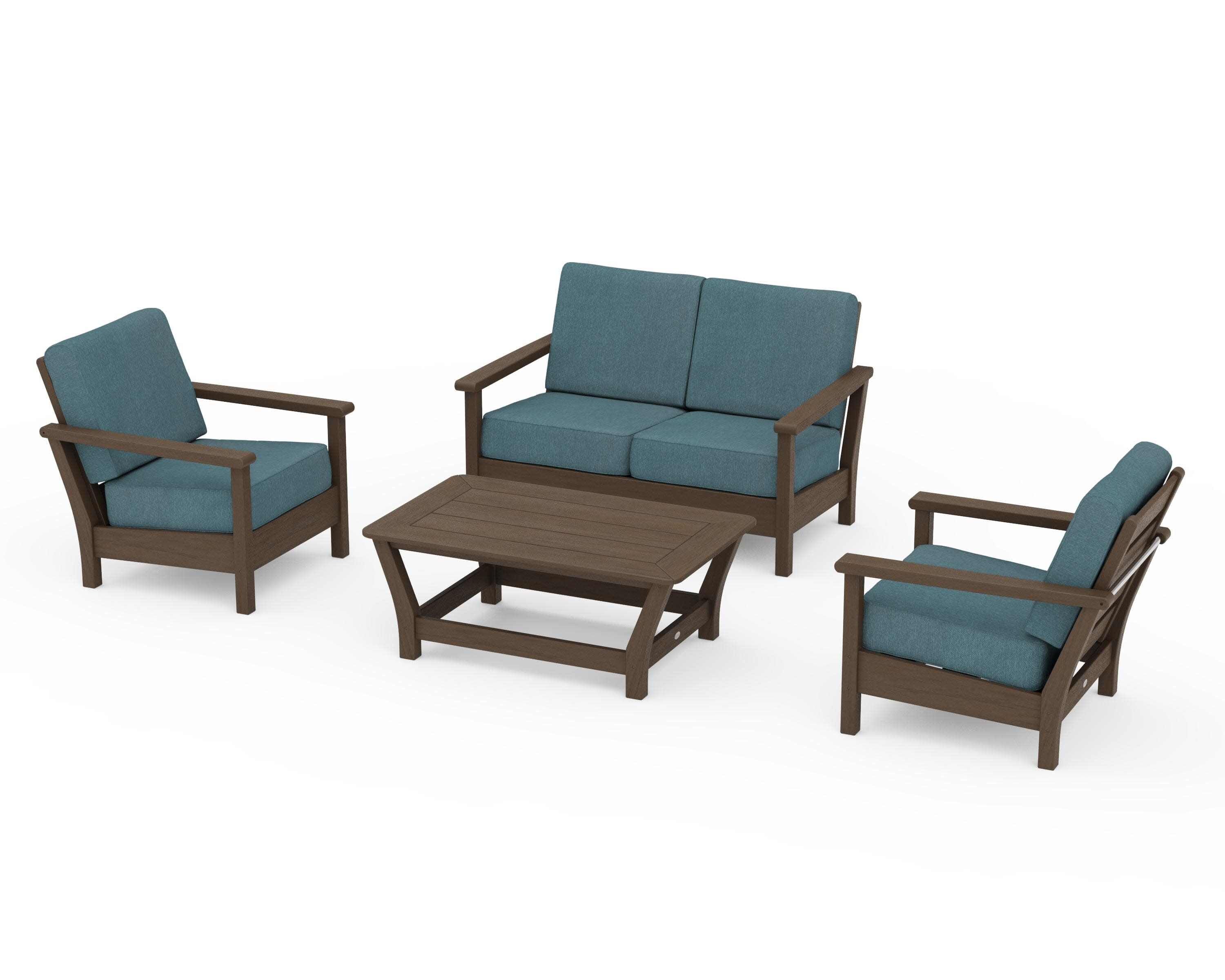 Harbour 4-Piece Deep Seating Set in Kona / Ocean Teal