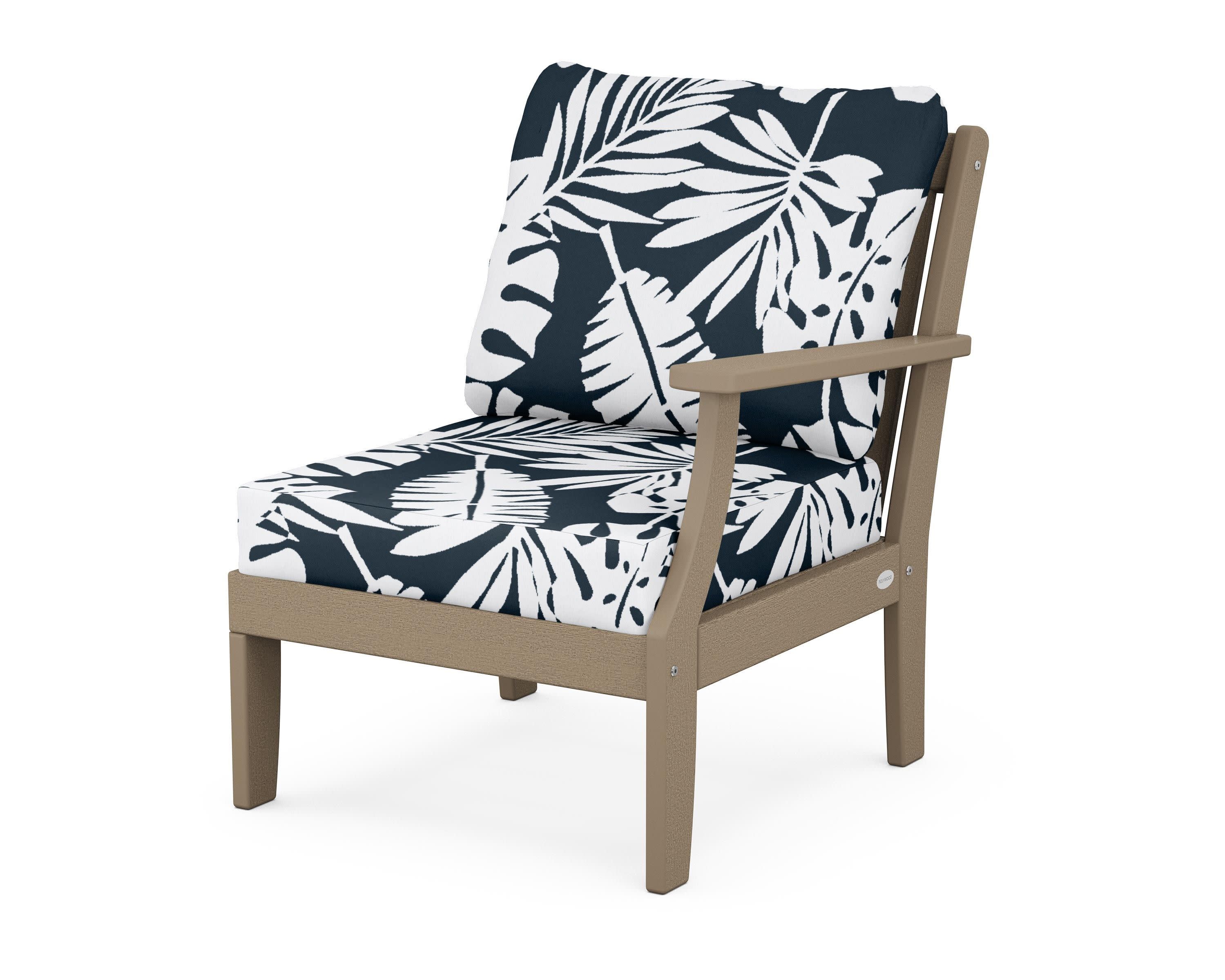 Braxton Modular Right Arm Chair in Vintage Sahara / Leaf Marine Indigo