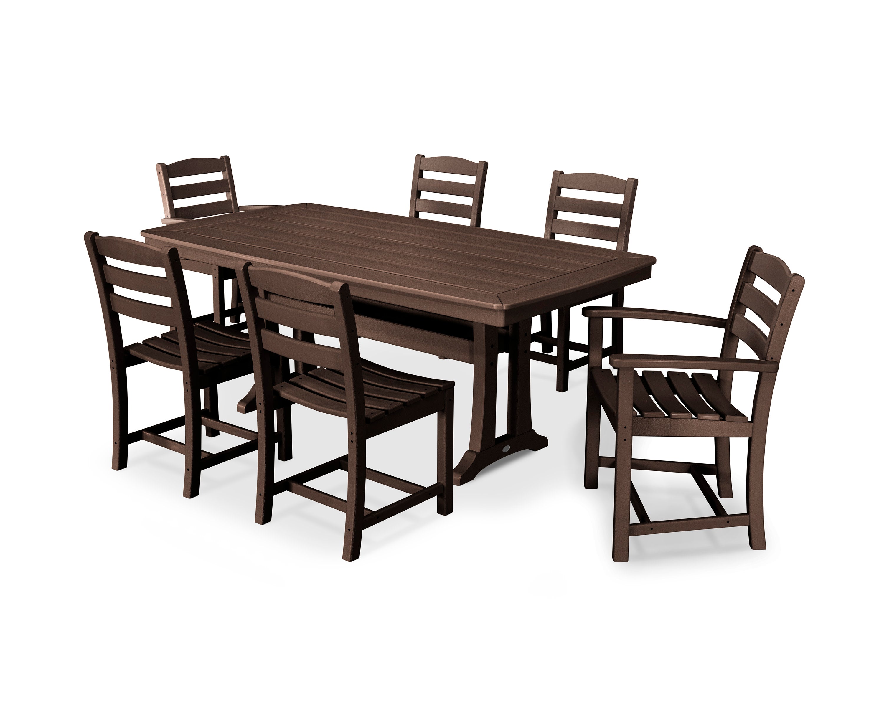 La Casa Caf 7-Piece Dining Set with Trestle Legs in Mahogany
