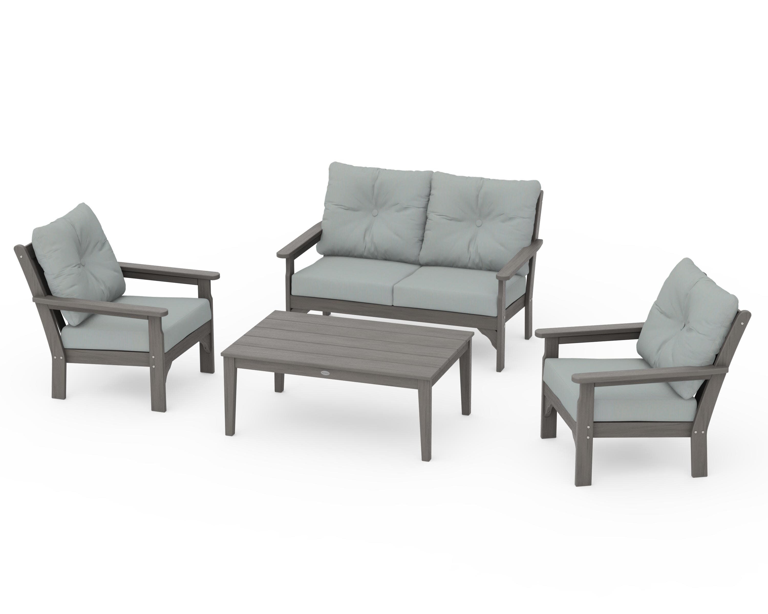 Vineyard 4-Piece Deep Seating Set in Driftwood / Spa