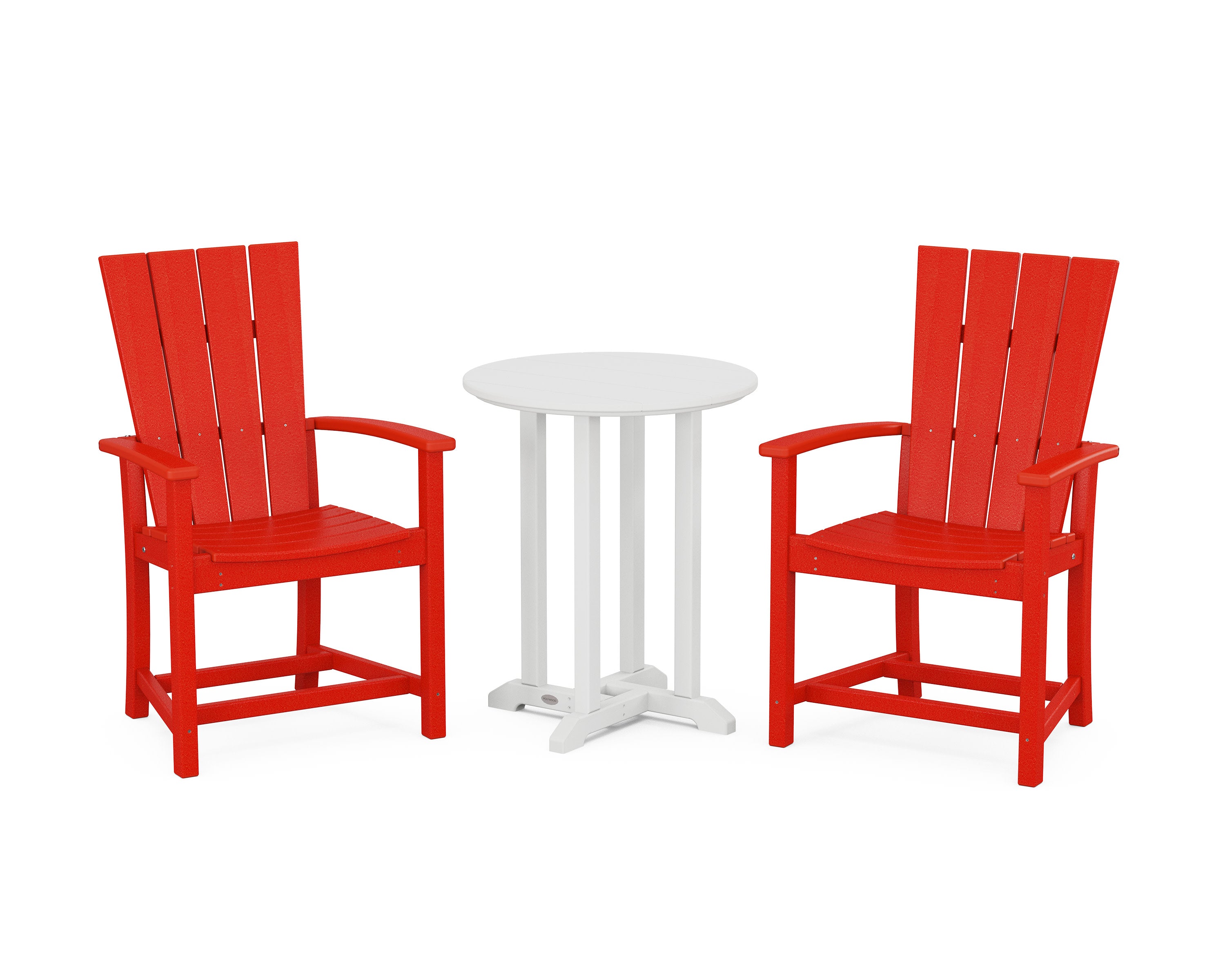 Quattro 3-Piece Round Farmhouse Bistro Dining Set in Sunset Red / White