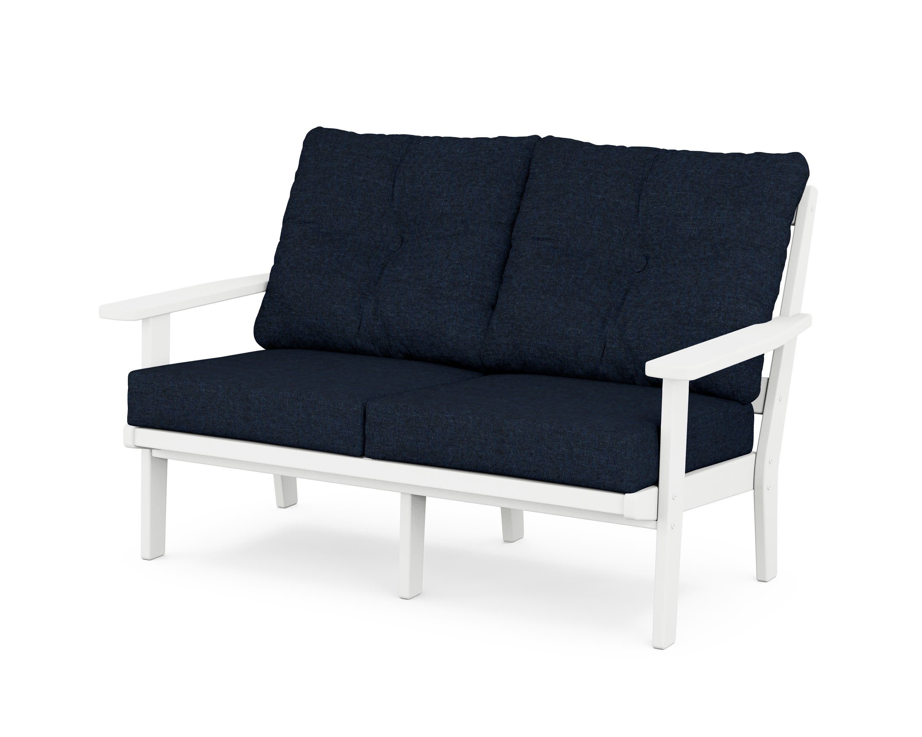 Oxford Deep SeatingLoveseat in White / Marine Indigo