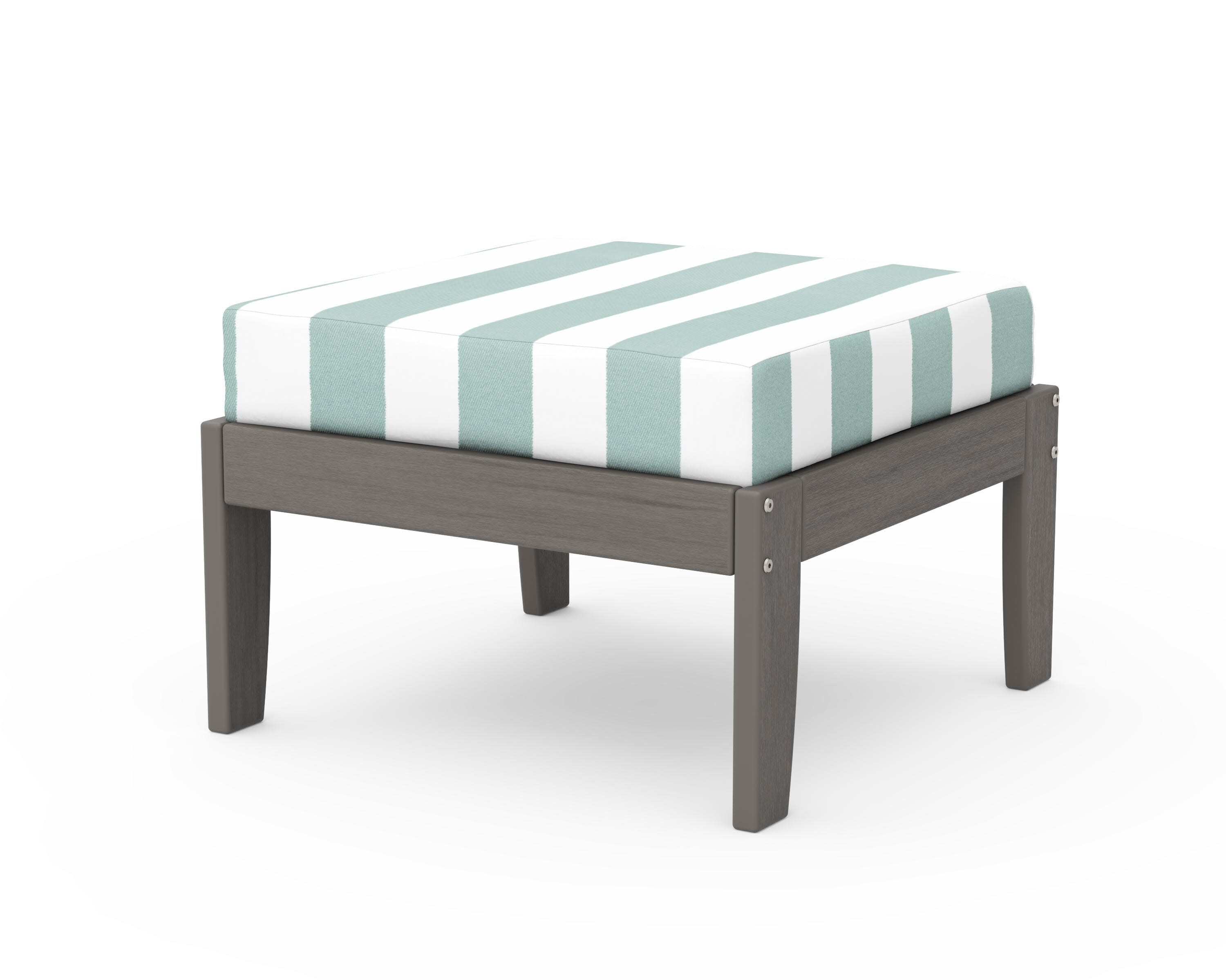Modular Ottoman - Classic in Driftwood / Cabana Stripe Glacier Spa