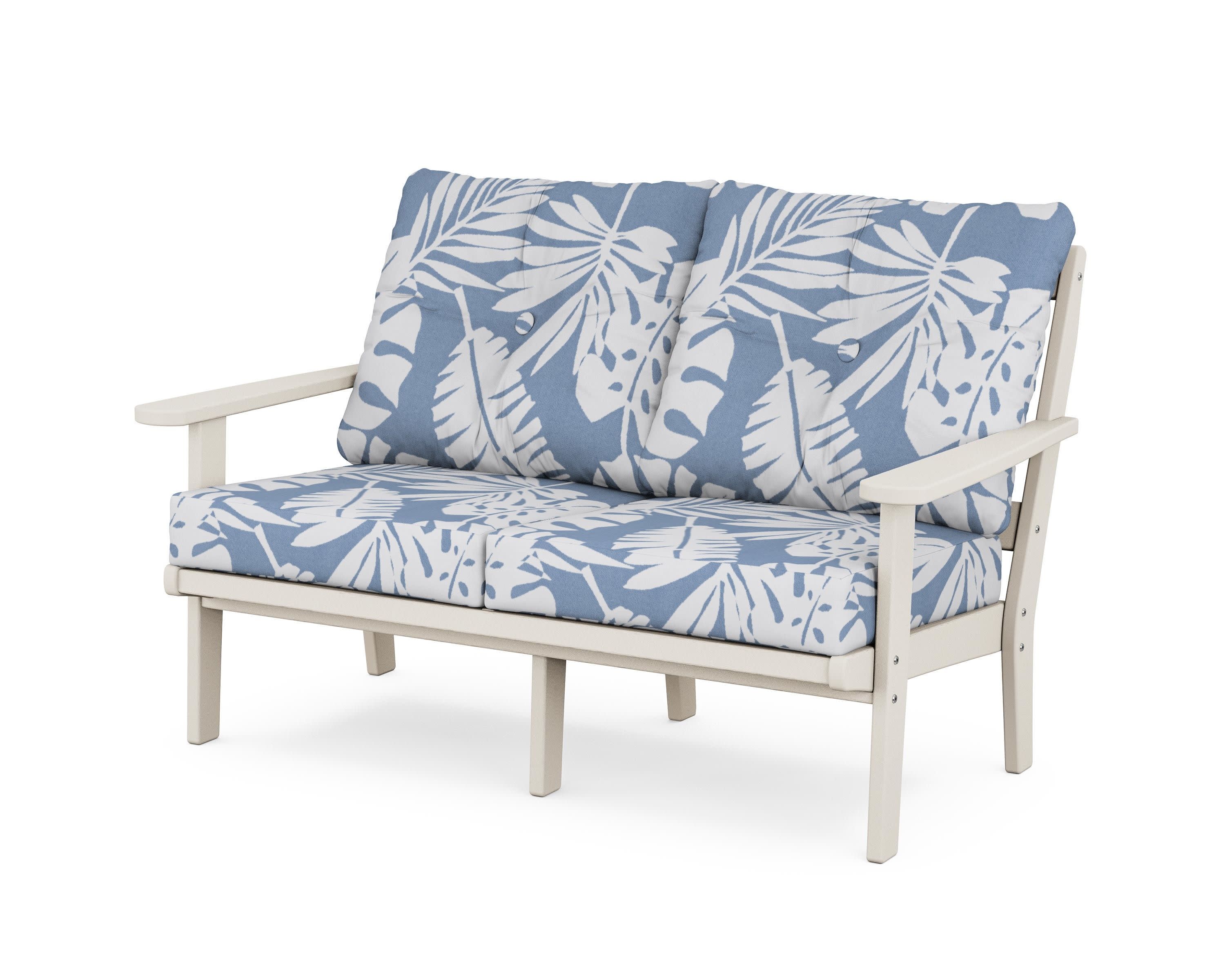 Mission Deep SeatingLoveseat in Sand / Leaf Sky Blue