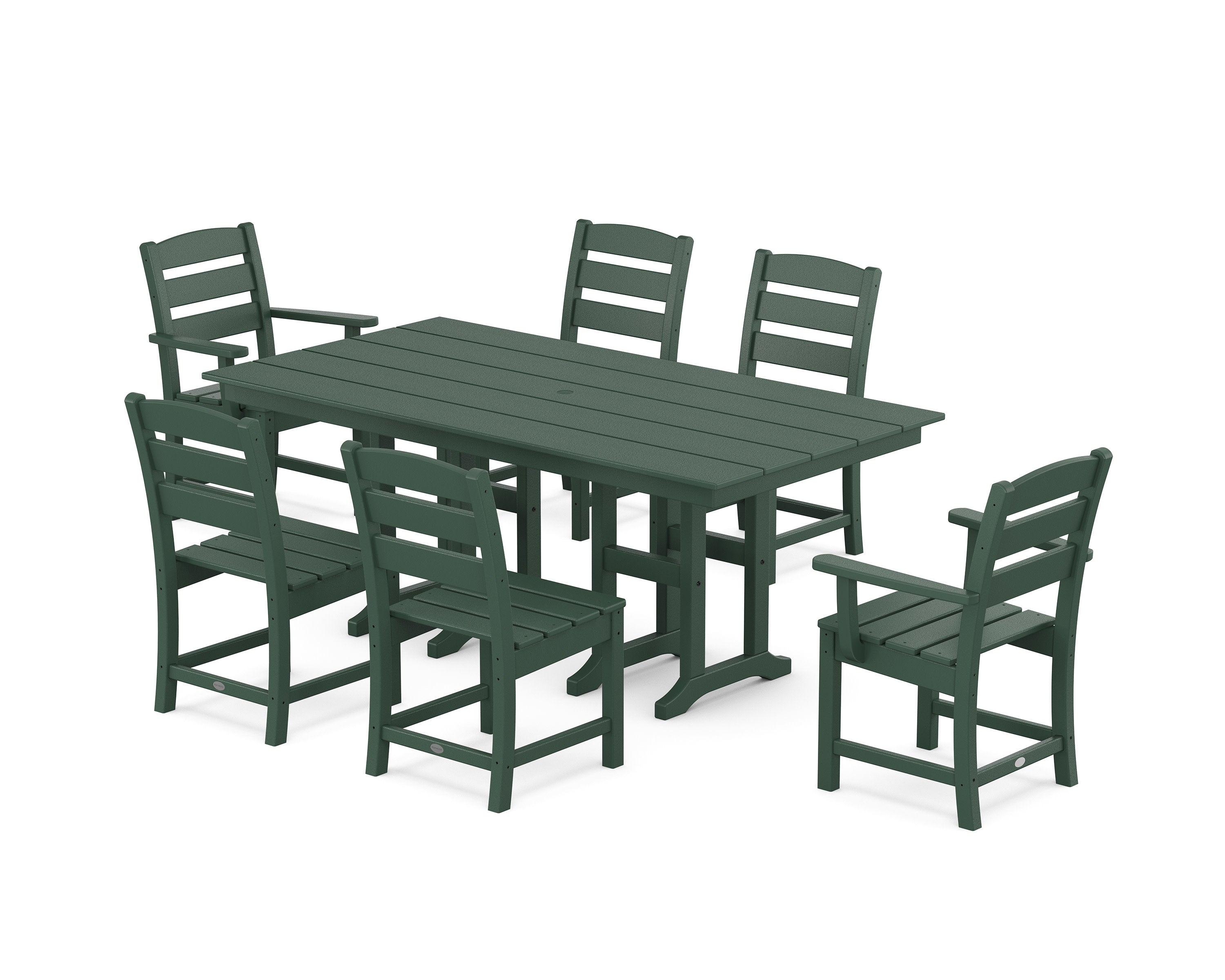 Lakeside 7-Piece Farmhouse Dining Set in Green