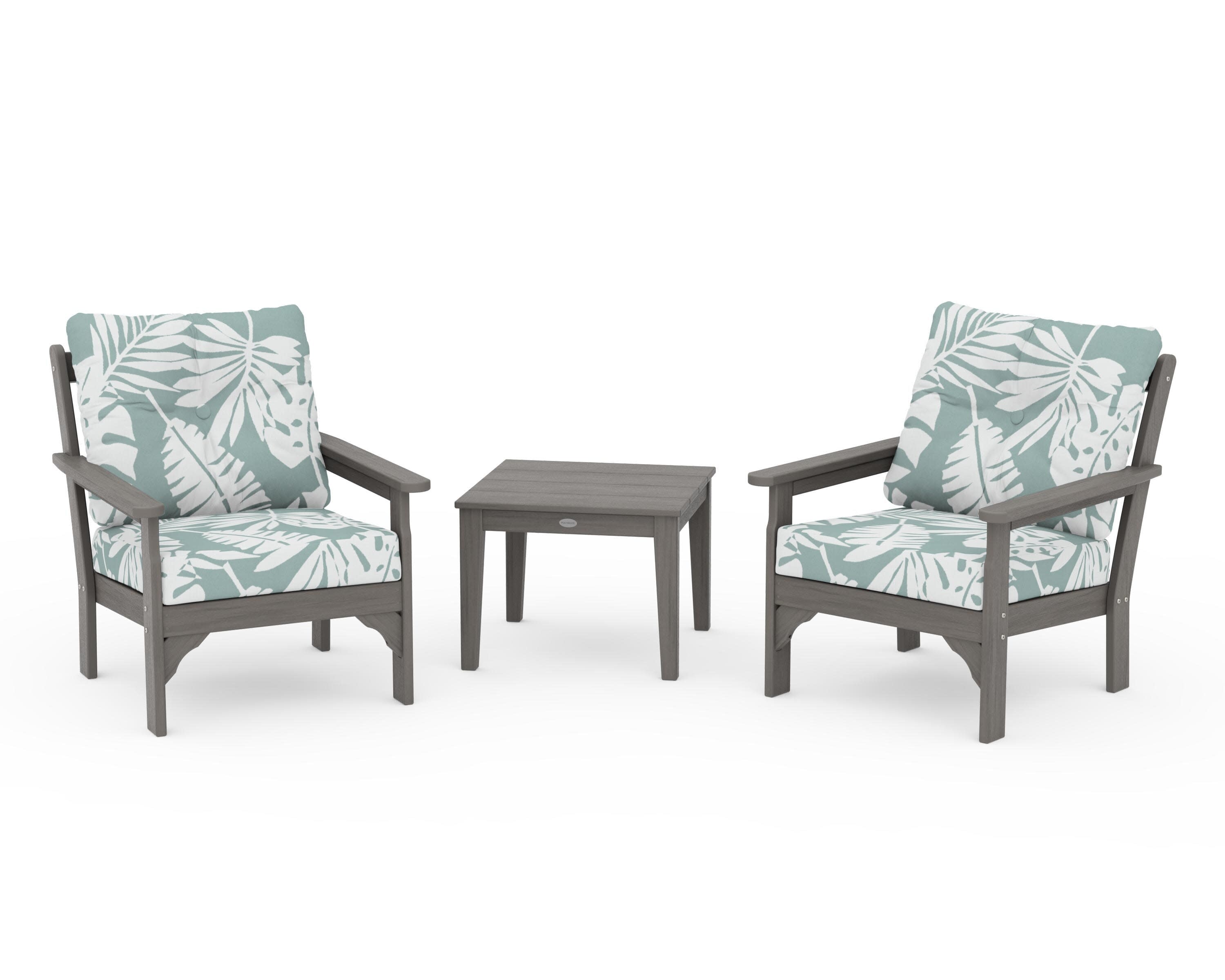Vineyard 3-Piece Deep Seating Set in Driftwood / Leaf Glacier Spa