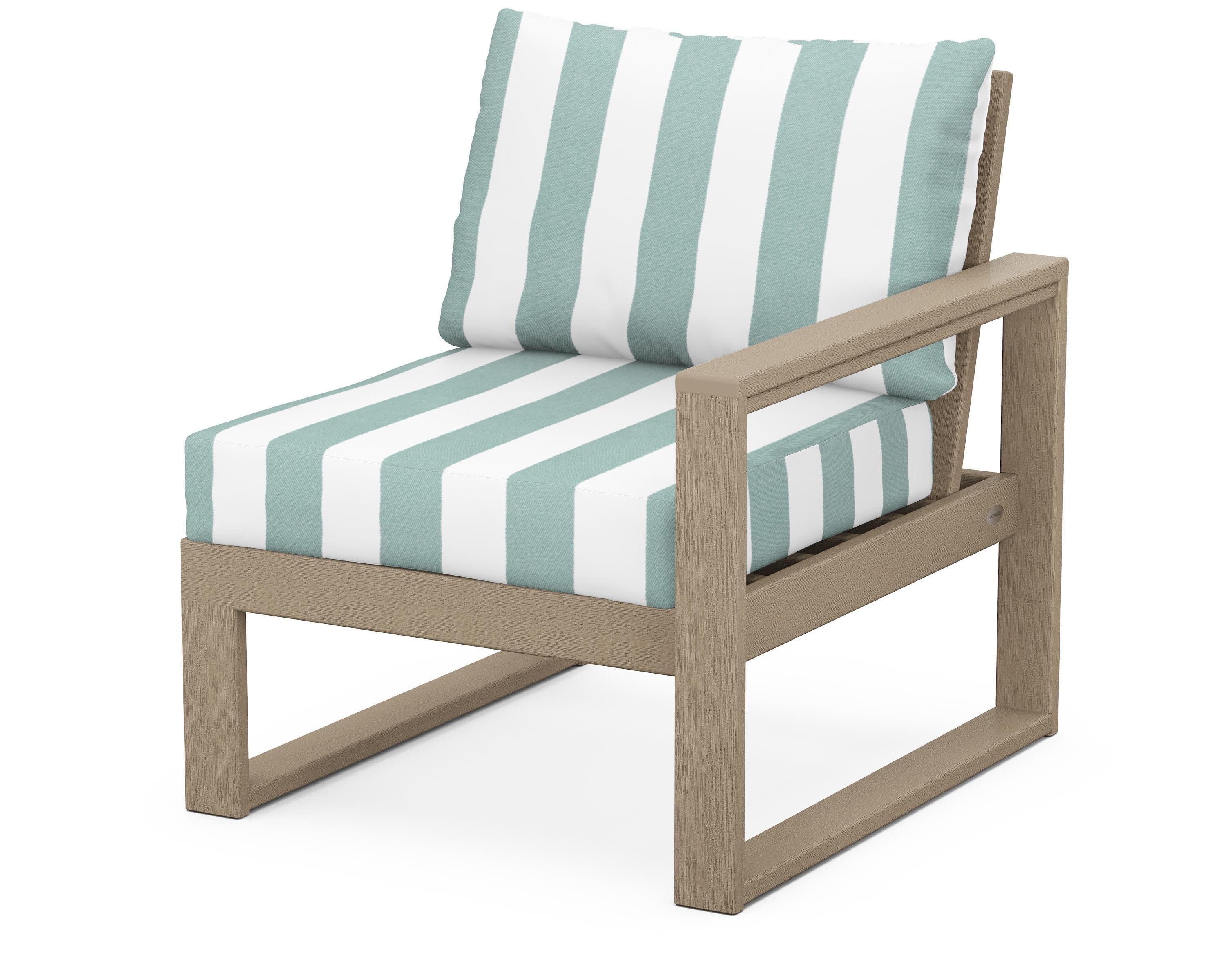 EDGE Modular Right Arm Chair in Vintage Sahara / Cabana Stripe Glacier Spa