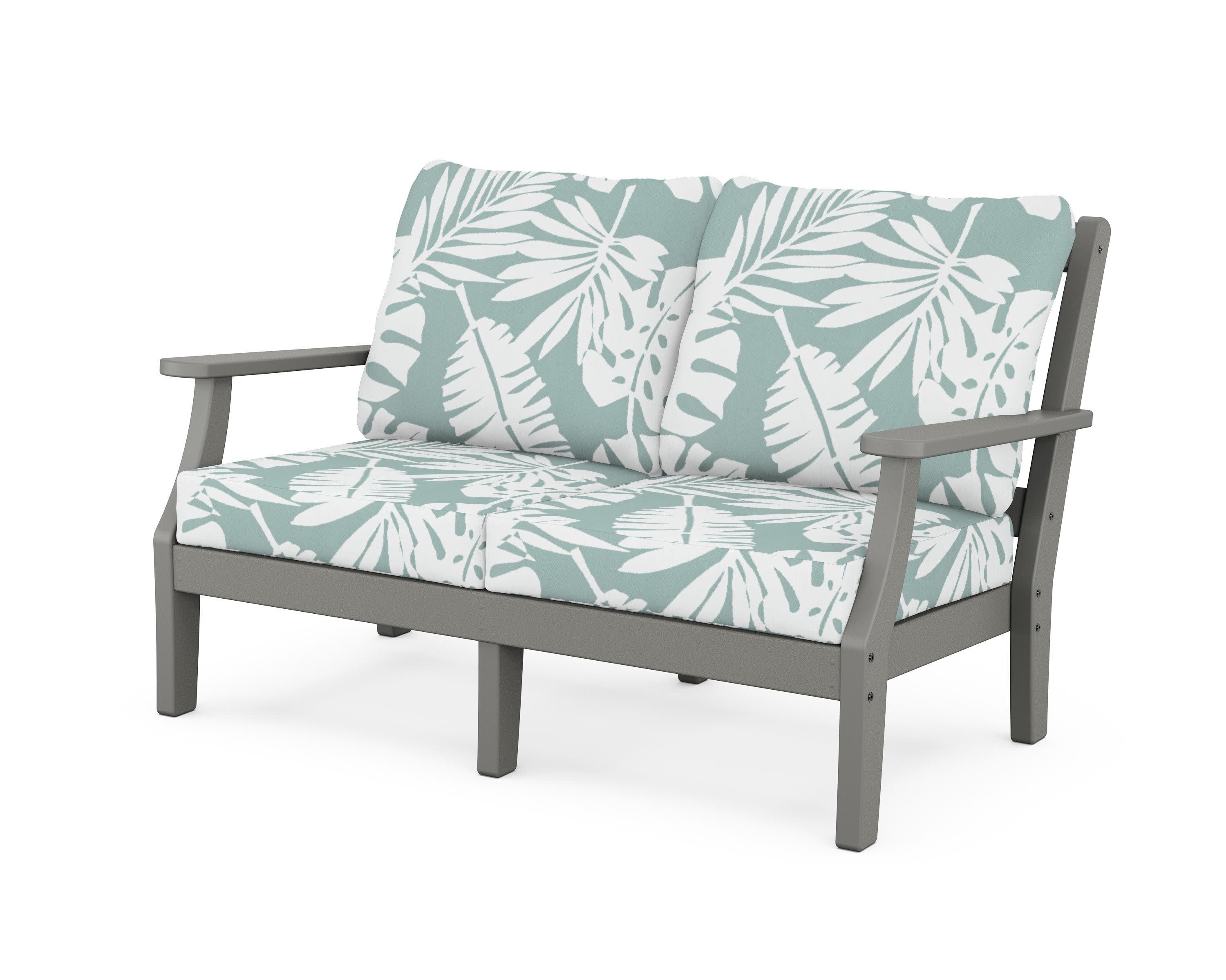 Chinoiserie Deep Seating Loveseat in Slate Grey / Leaf Glacier Spa