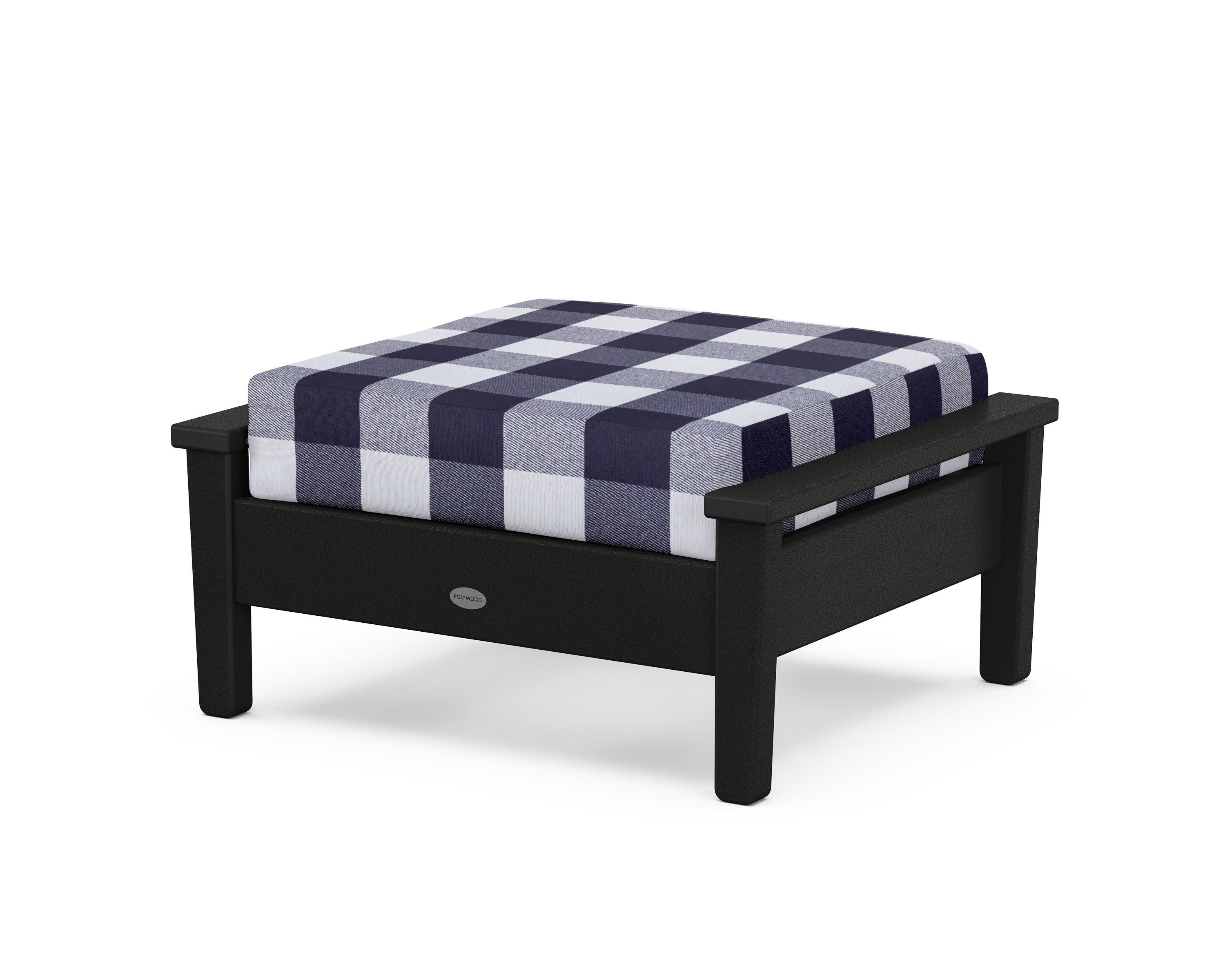 Prescott Deep Seating Ottoman in Black / Buffalo Plaid Navy