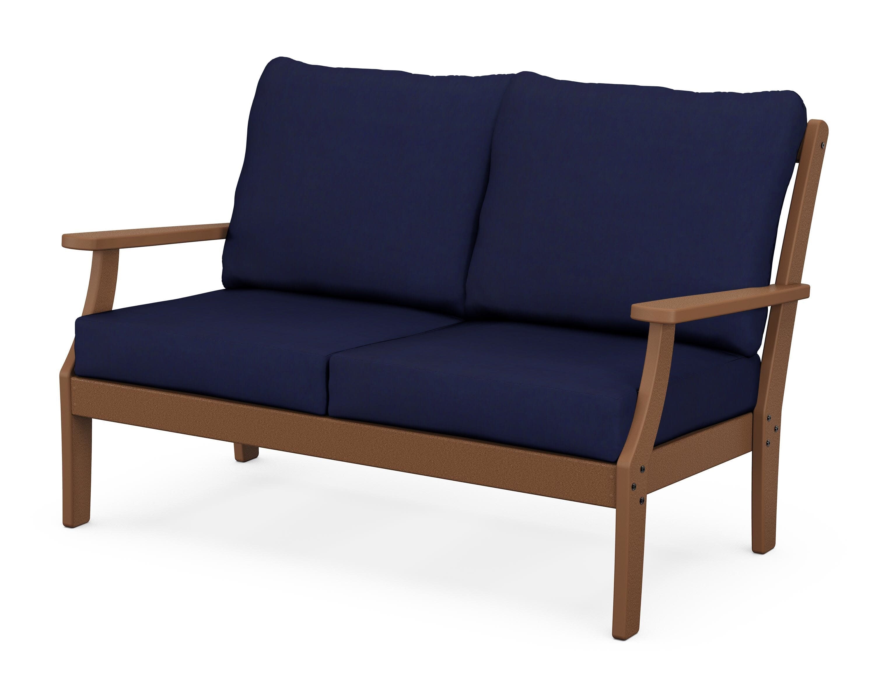 Braxton Deep Seating Loveseat in Teak / Navy