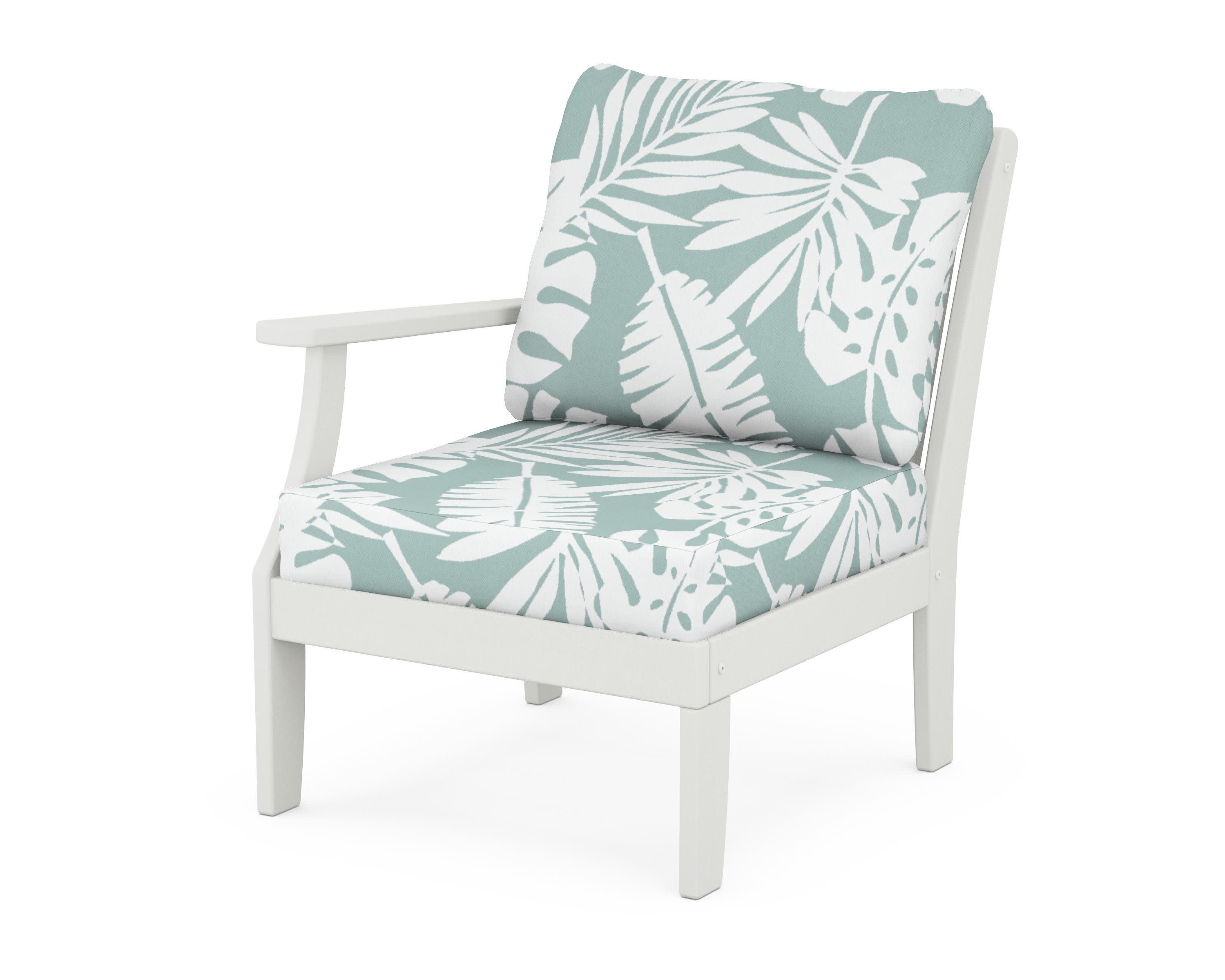 Braxton Modular Left Arm Chair in Vintage White / Leaf Glacier Spa