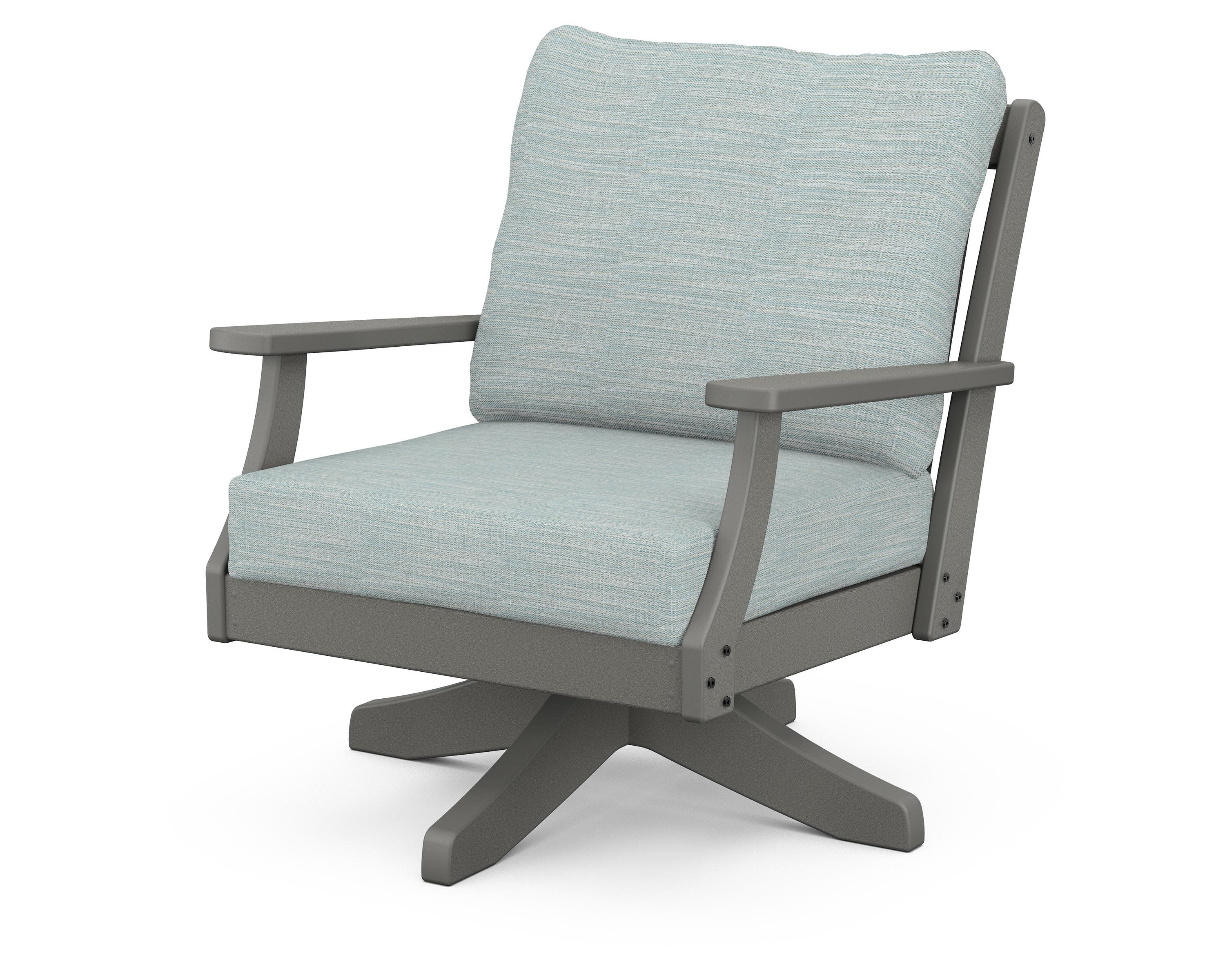 Braxton Deep Seating Swivel Chair in Slate Grey / Soothe Mist