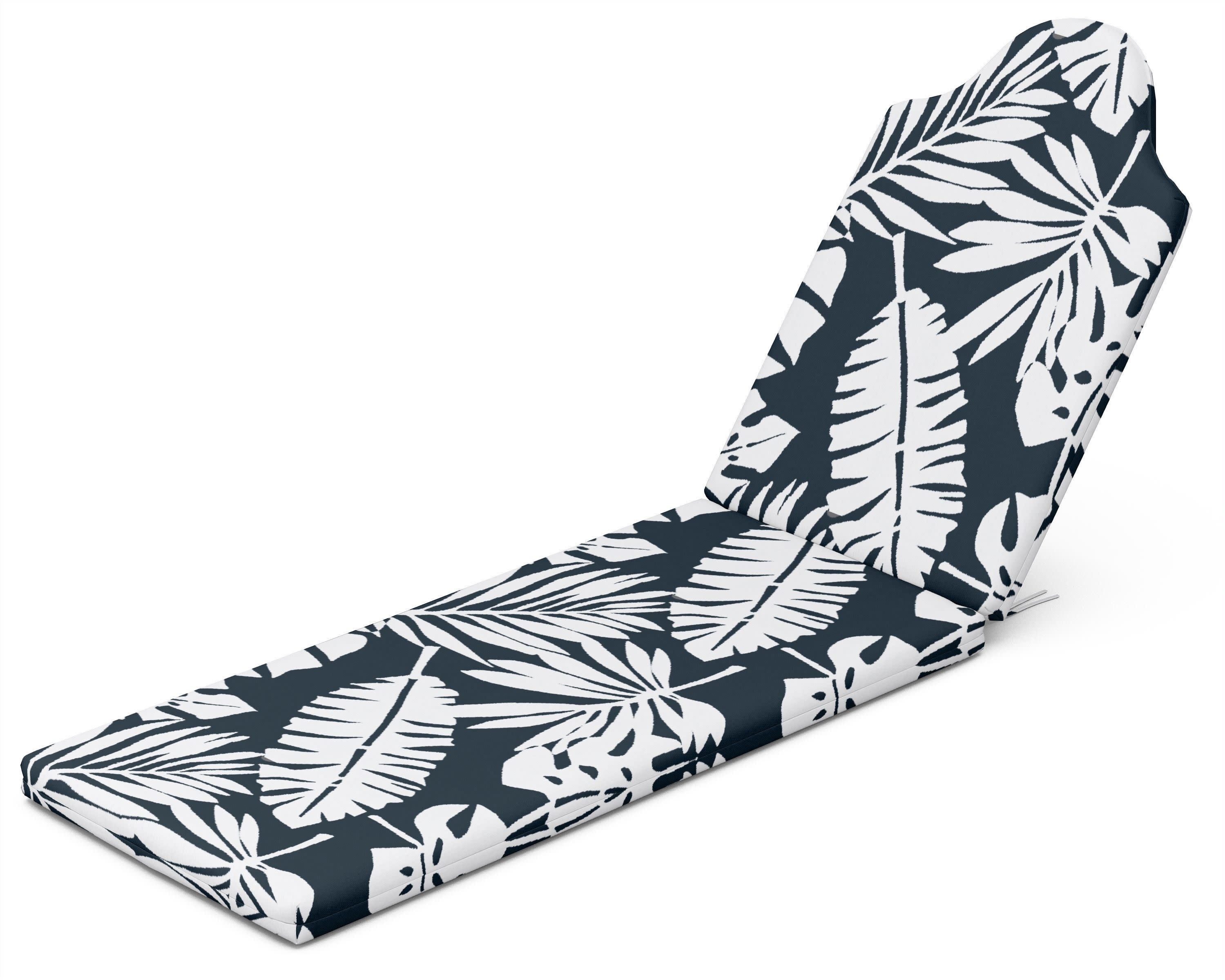 Chaise Cushion in Leaf Marine Indigo