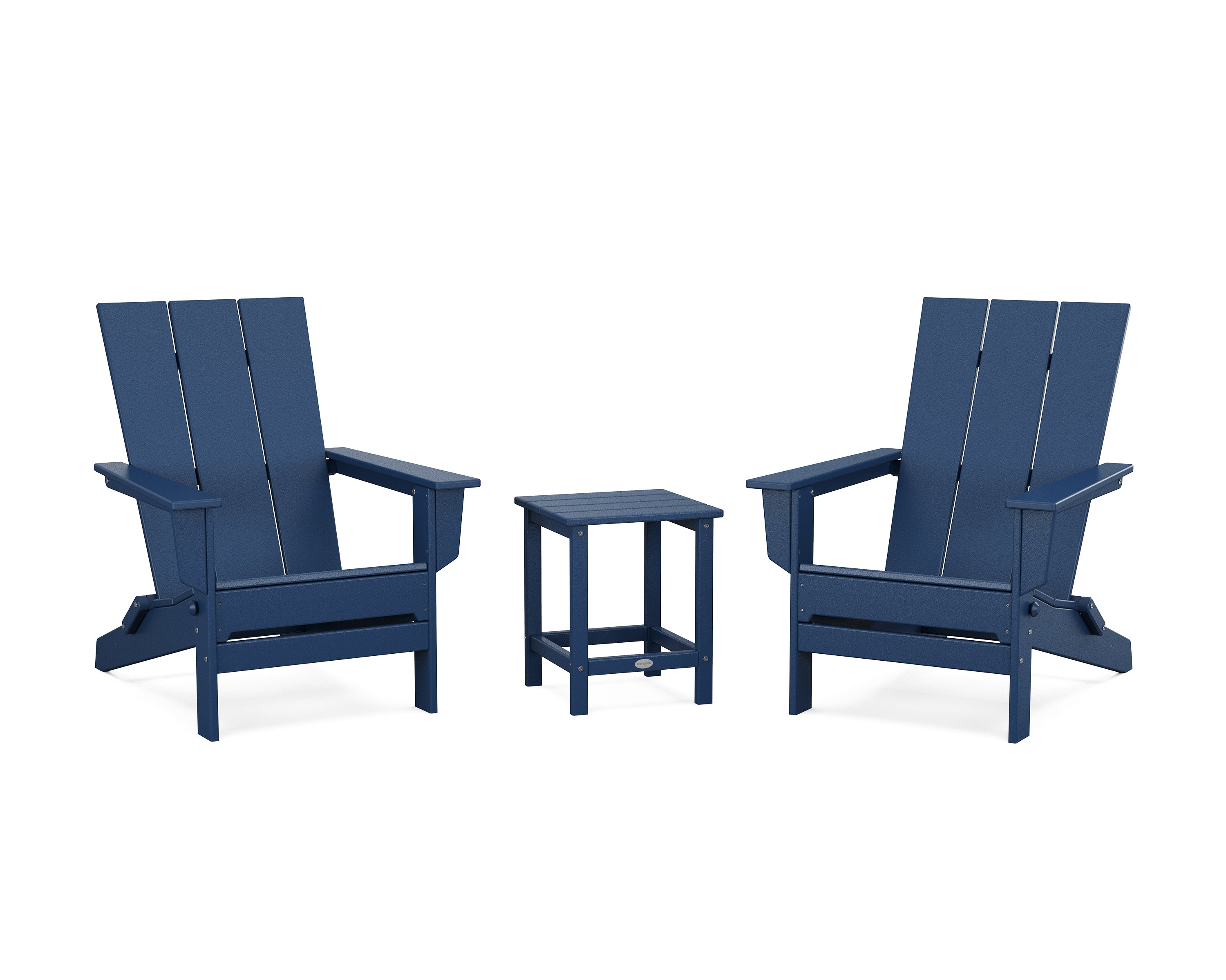 3-Piece Modern Studio Folding Adirondack Set in Navy