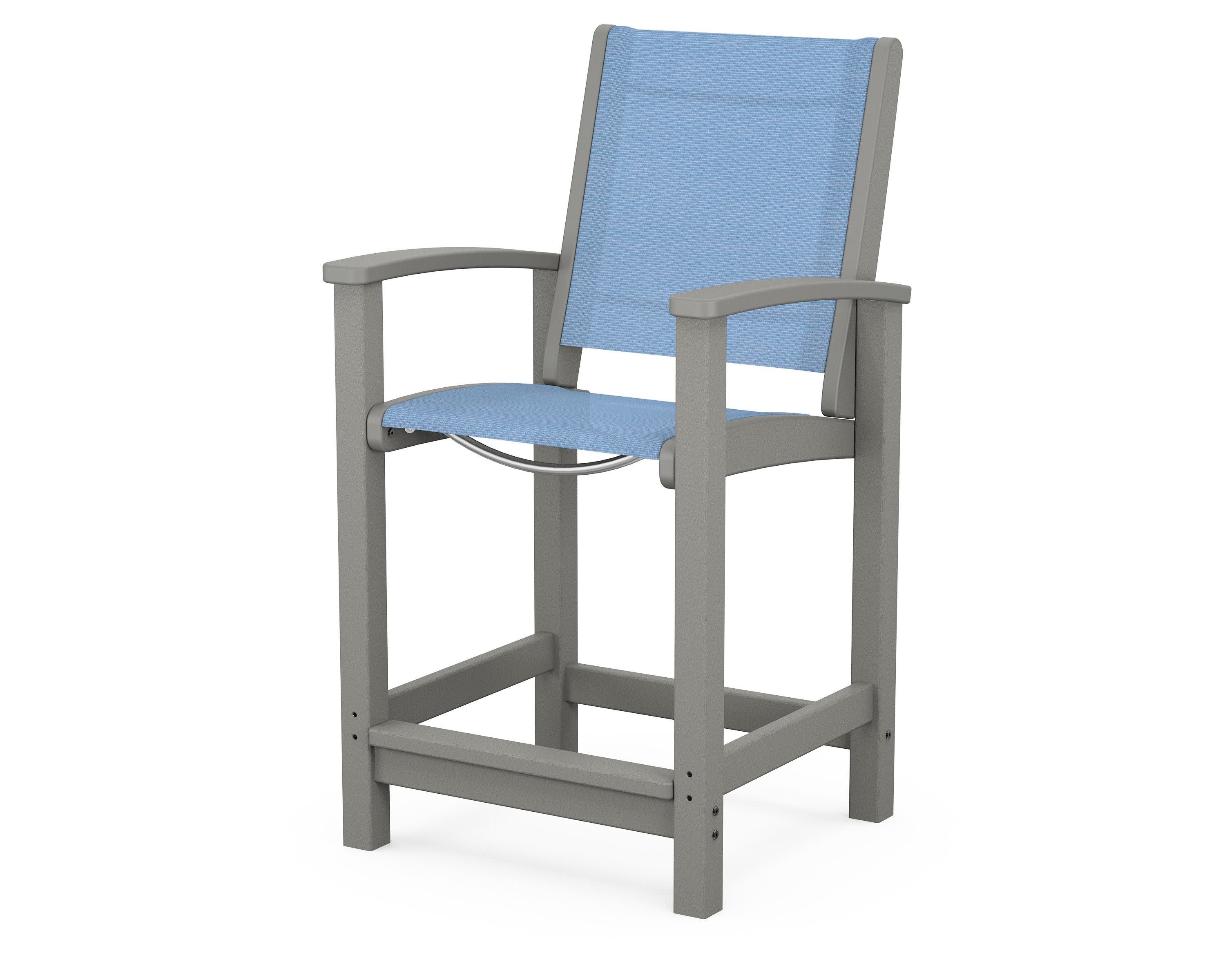 Coastal Counter Chair in Slate Grey / Poolside Sling