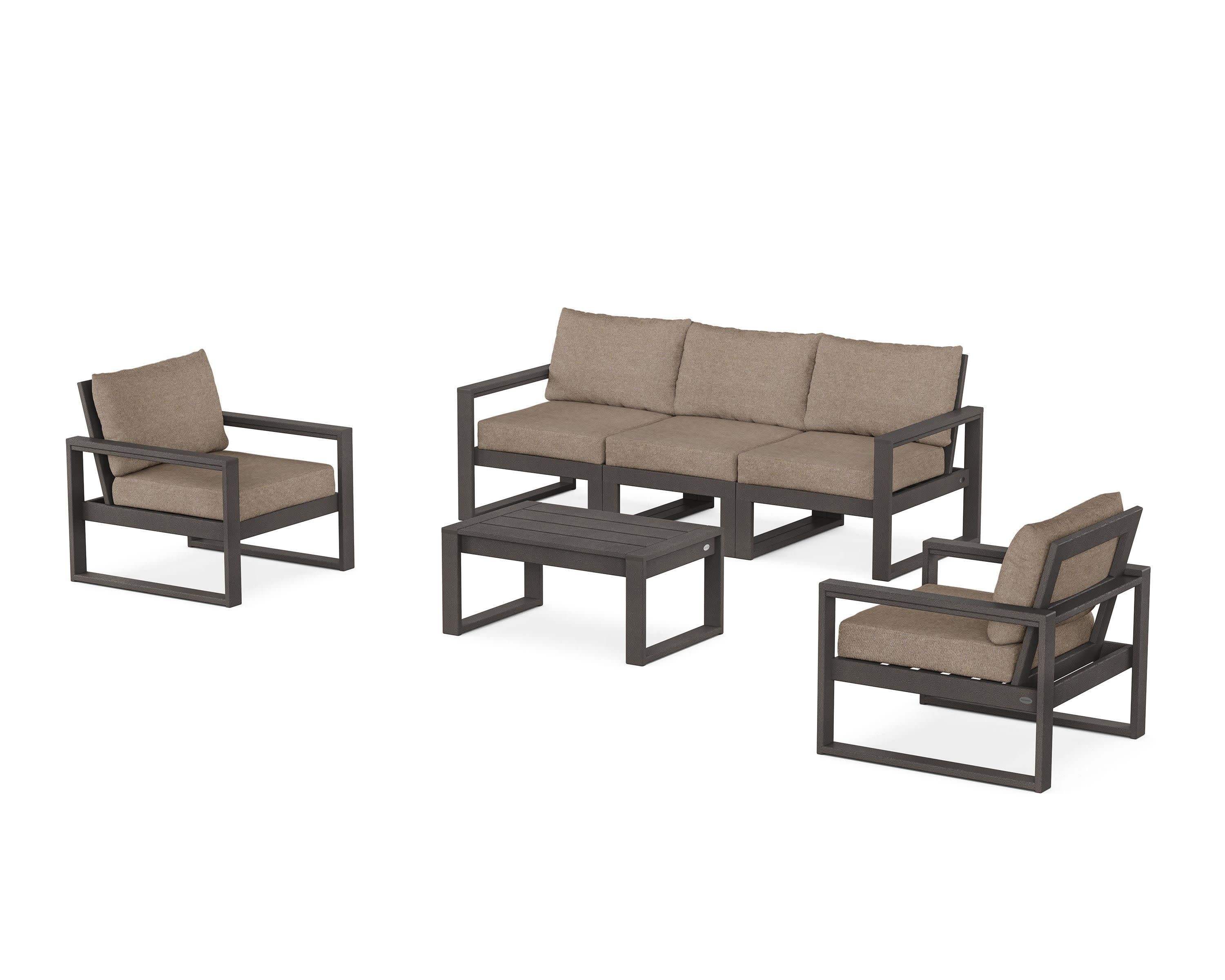 EDGE Sectional 4-Piece Deep Seating Set with Sofa in Vintage Coffee / Spiced Burlap
