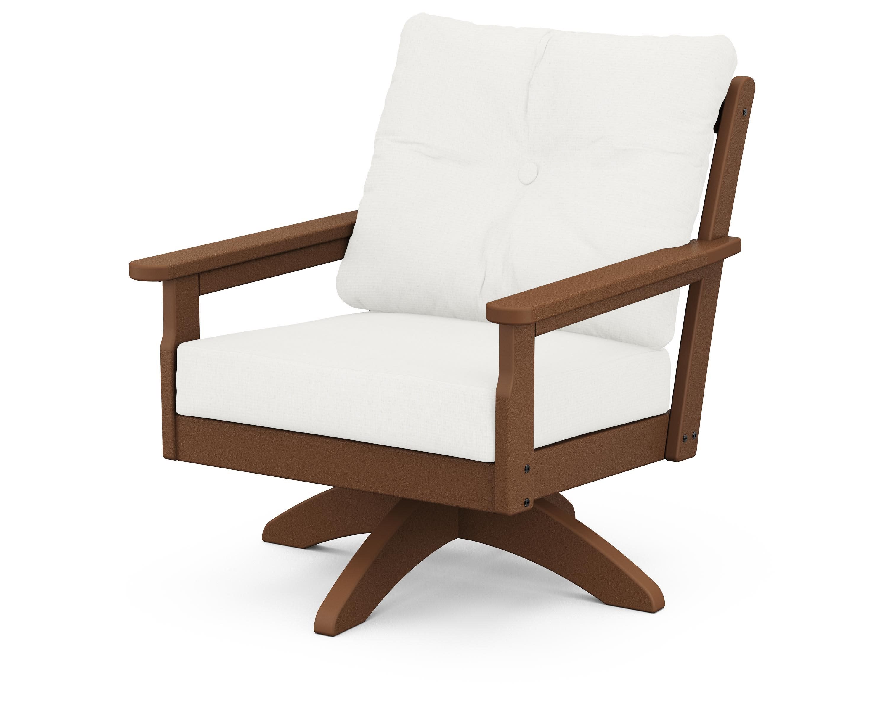 Vineyard Deep Seating Swivel Chair in Teak / Natural Linen