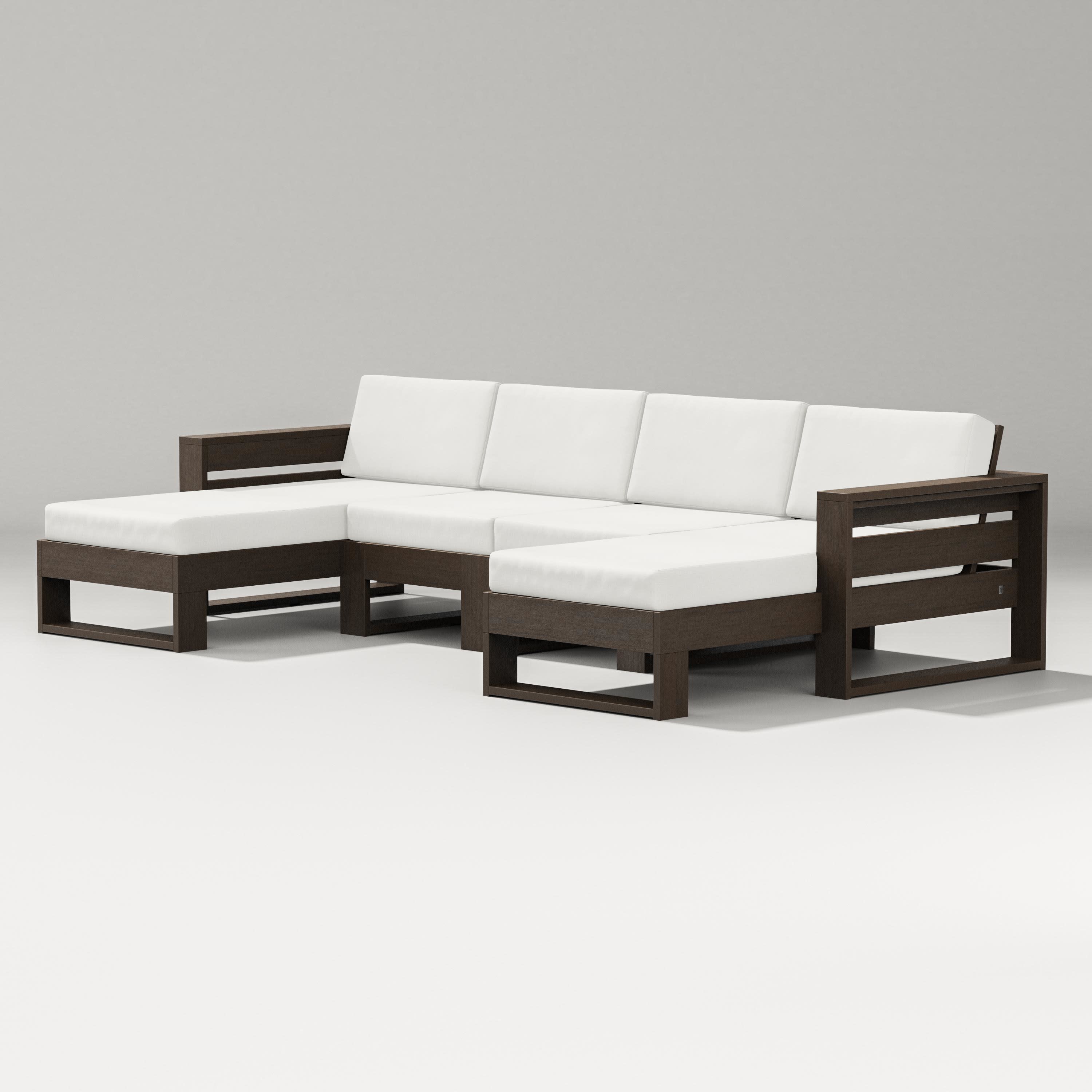 Latitude Double Chaise Sectional in Kona / Natural Linen