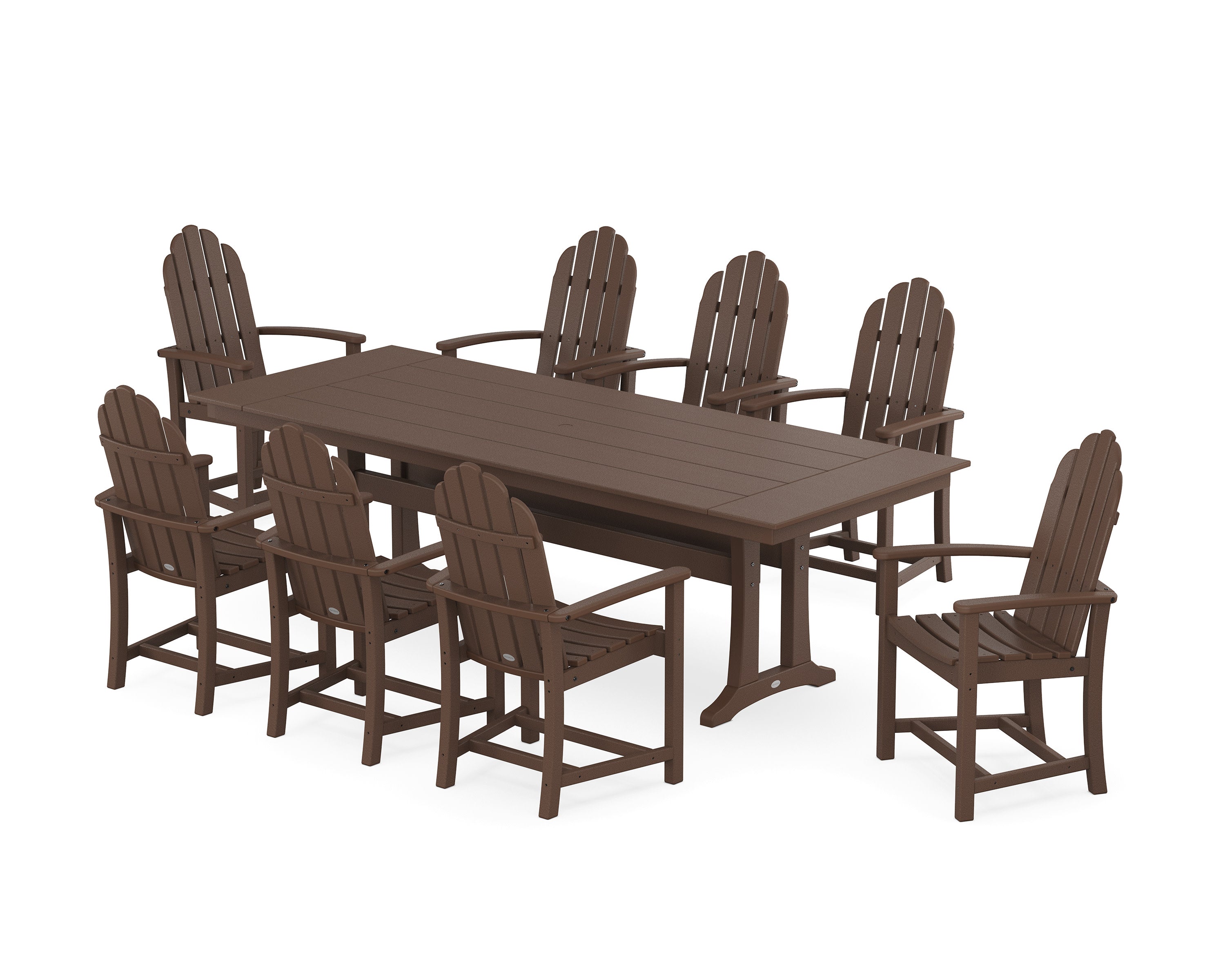 Classic Adirondack 9-Piece Farmhouse Dining Set with Trestle Legs in Mahogany