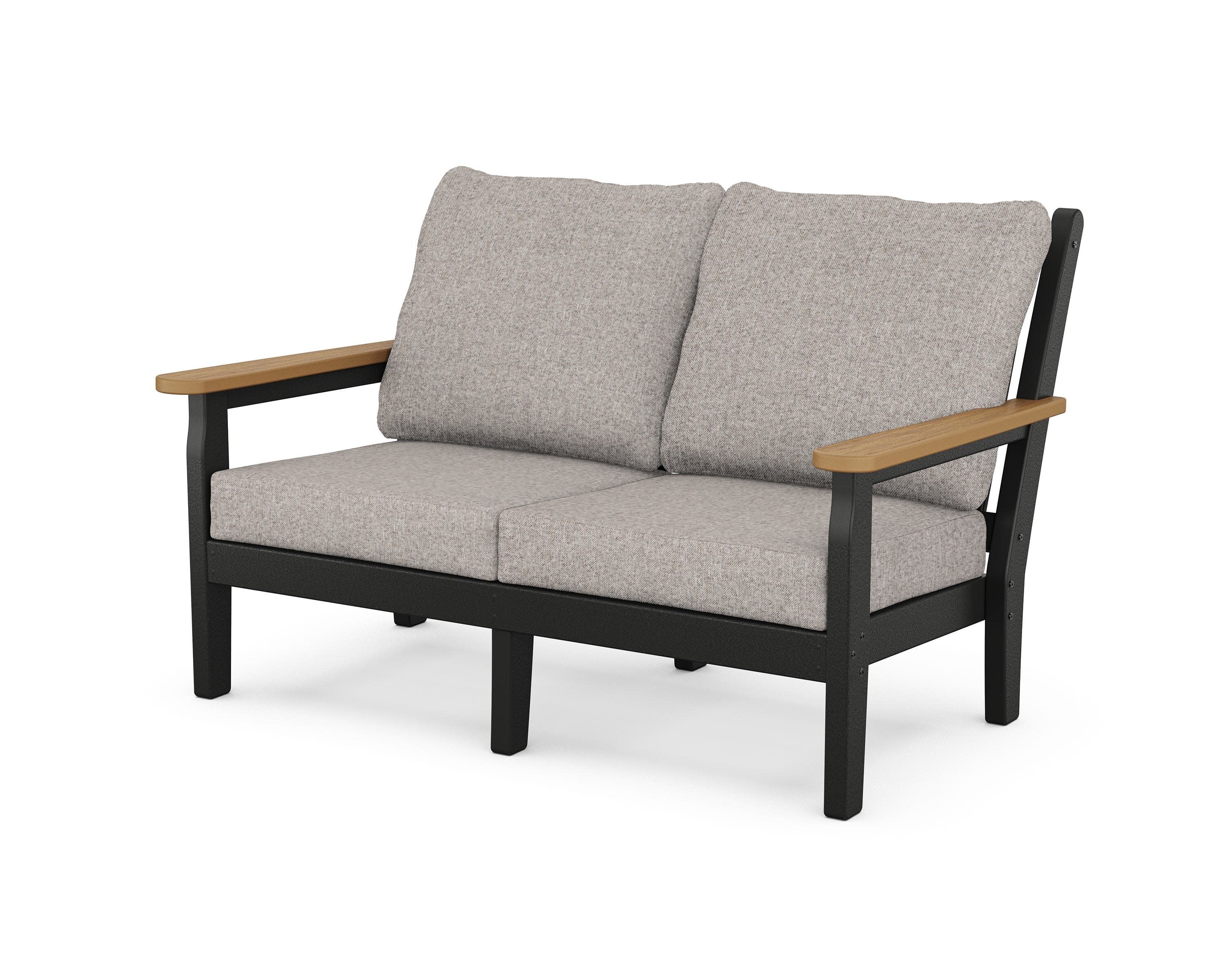 Chippendale Deep Seating Loveseat in Black / Natural / Weathered Tweed