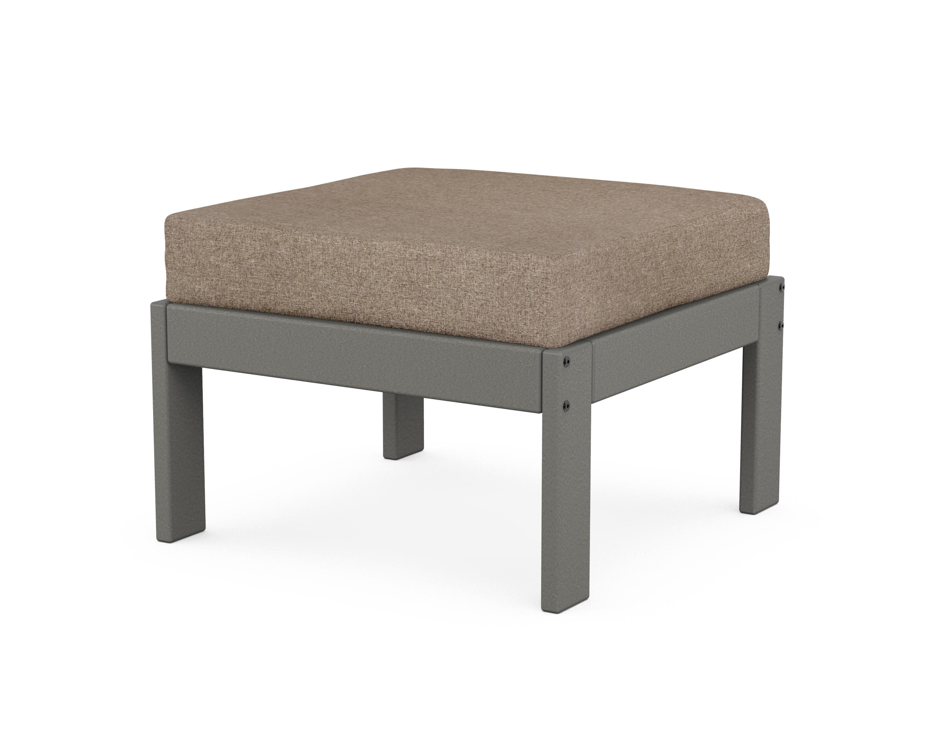 Vineyard Modular Ottoman in Slate Grey / Spiced Burlap