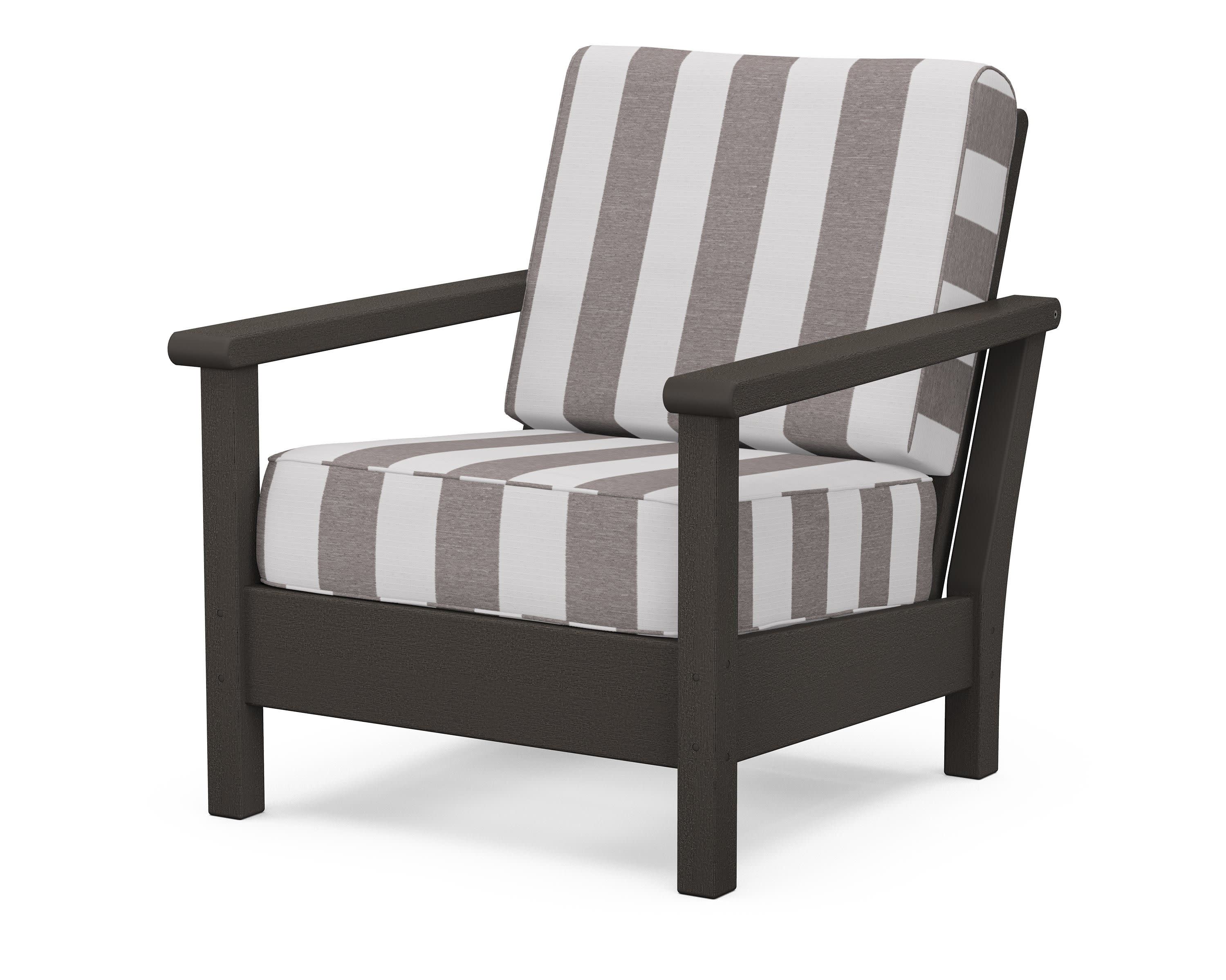 Harbour Deep Seating Chair in Vintage Coffee / Cabana Stripe Grey Mist
