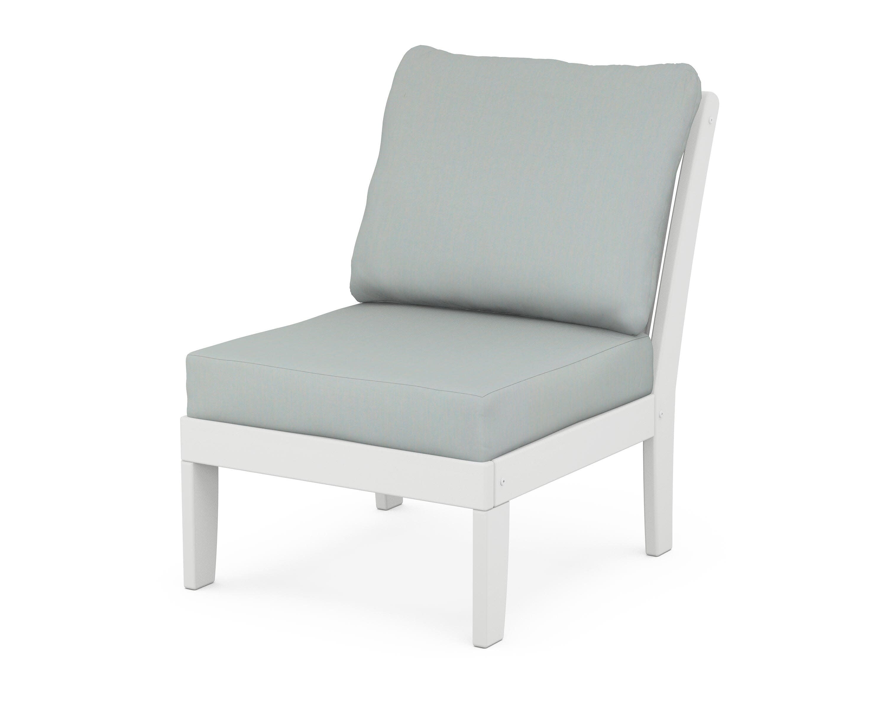 Braxton Modular Armless Chair in White / Spa