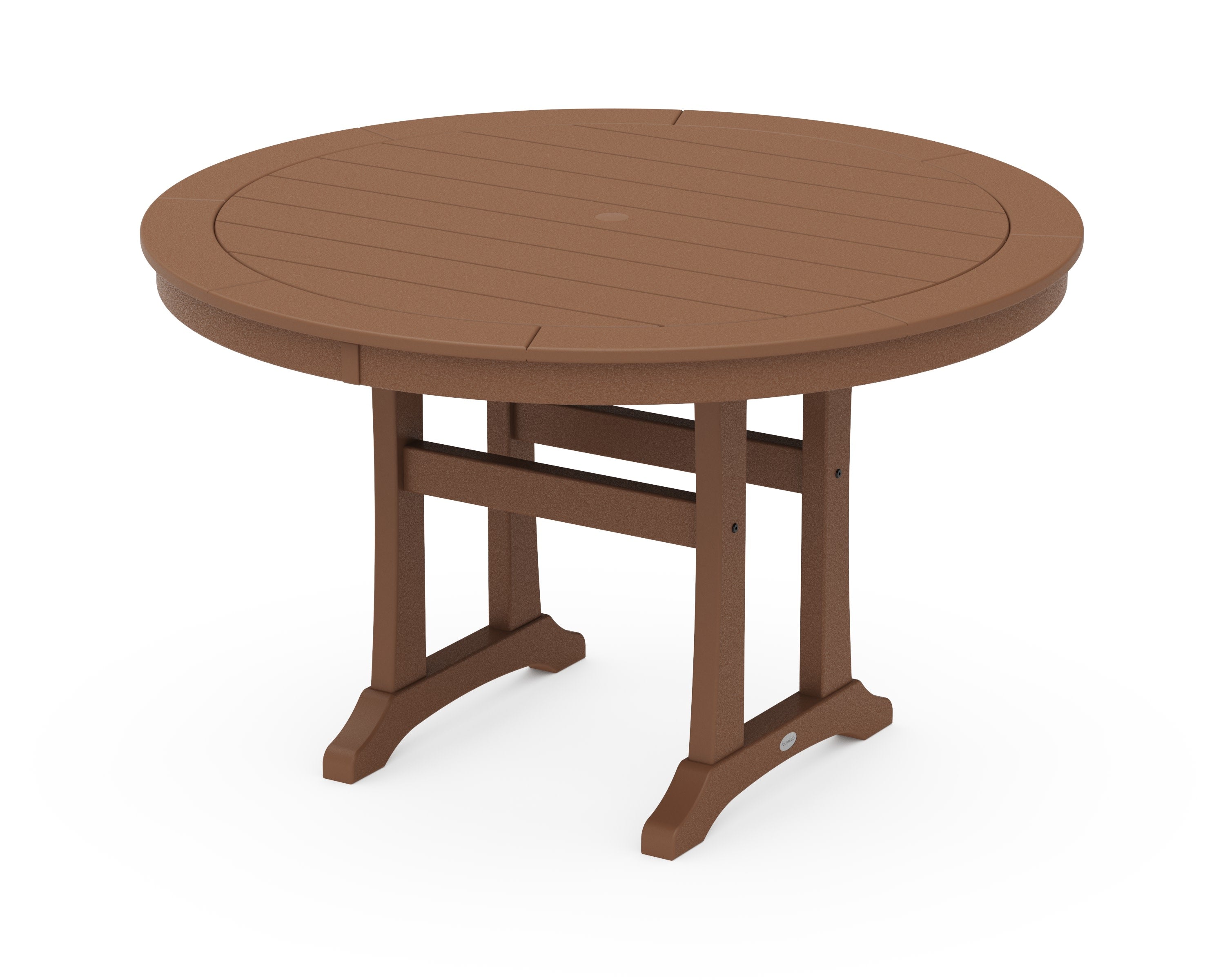 Nautical Trestle 48" Round Dining Table in Teak