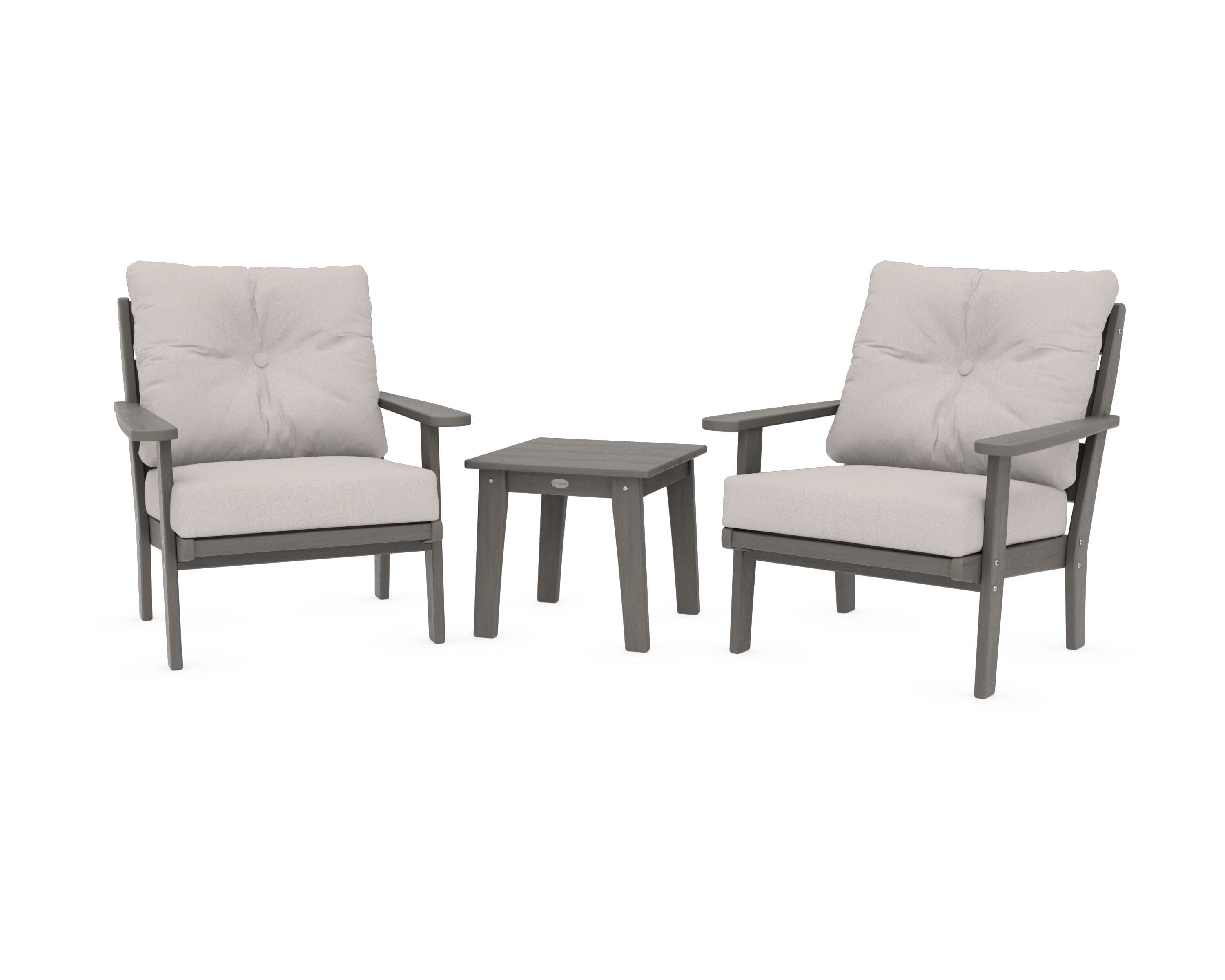 Lakeside 3-Piece Deep Seating Chair Set in Driftwood / Dune Burlap