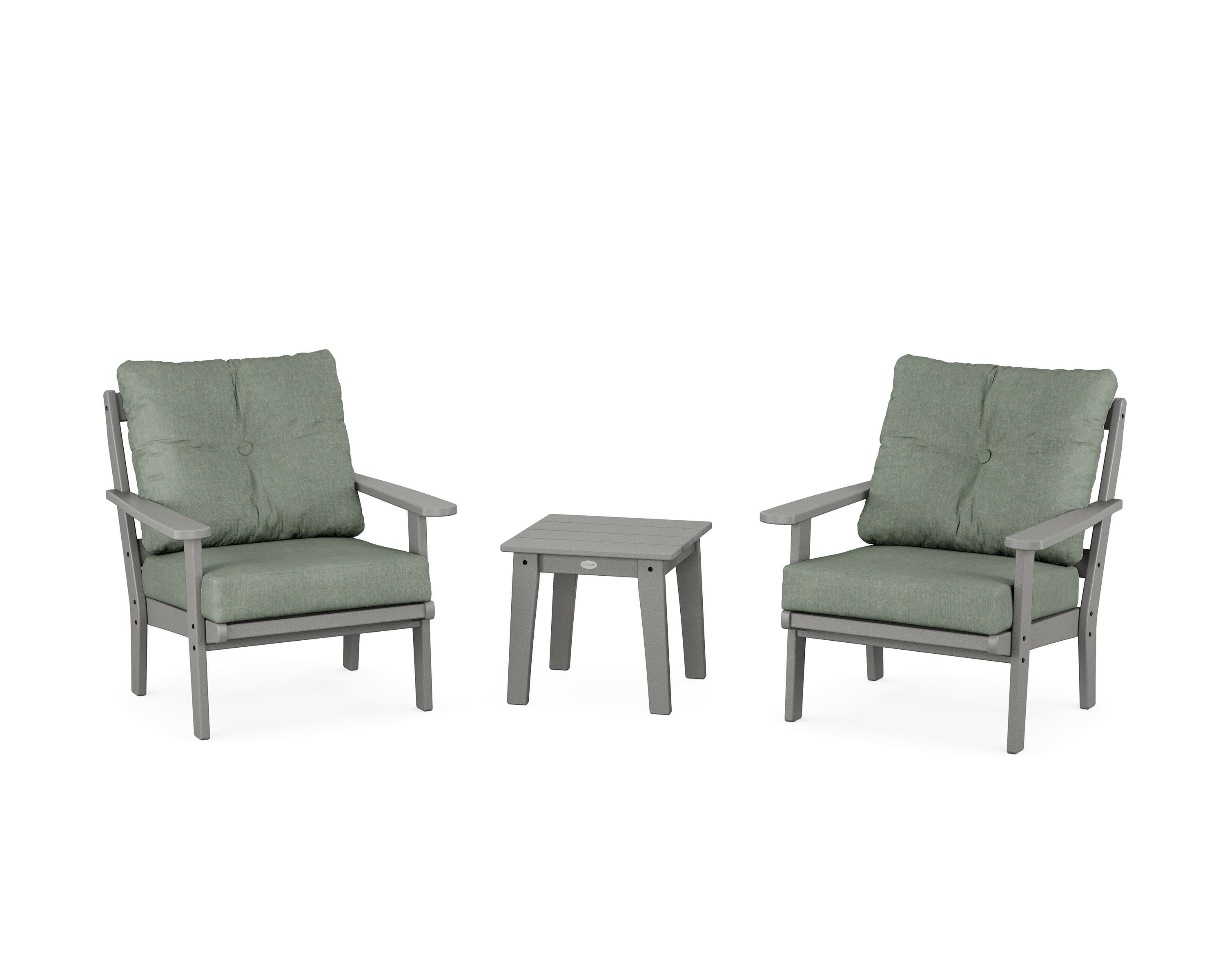 Mission 3-Piece Deep Seating Set in Slate Grey / Cast Sage