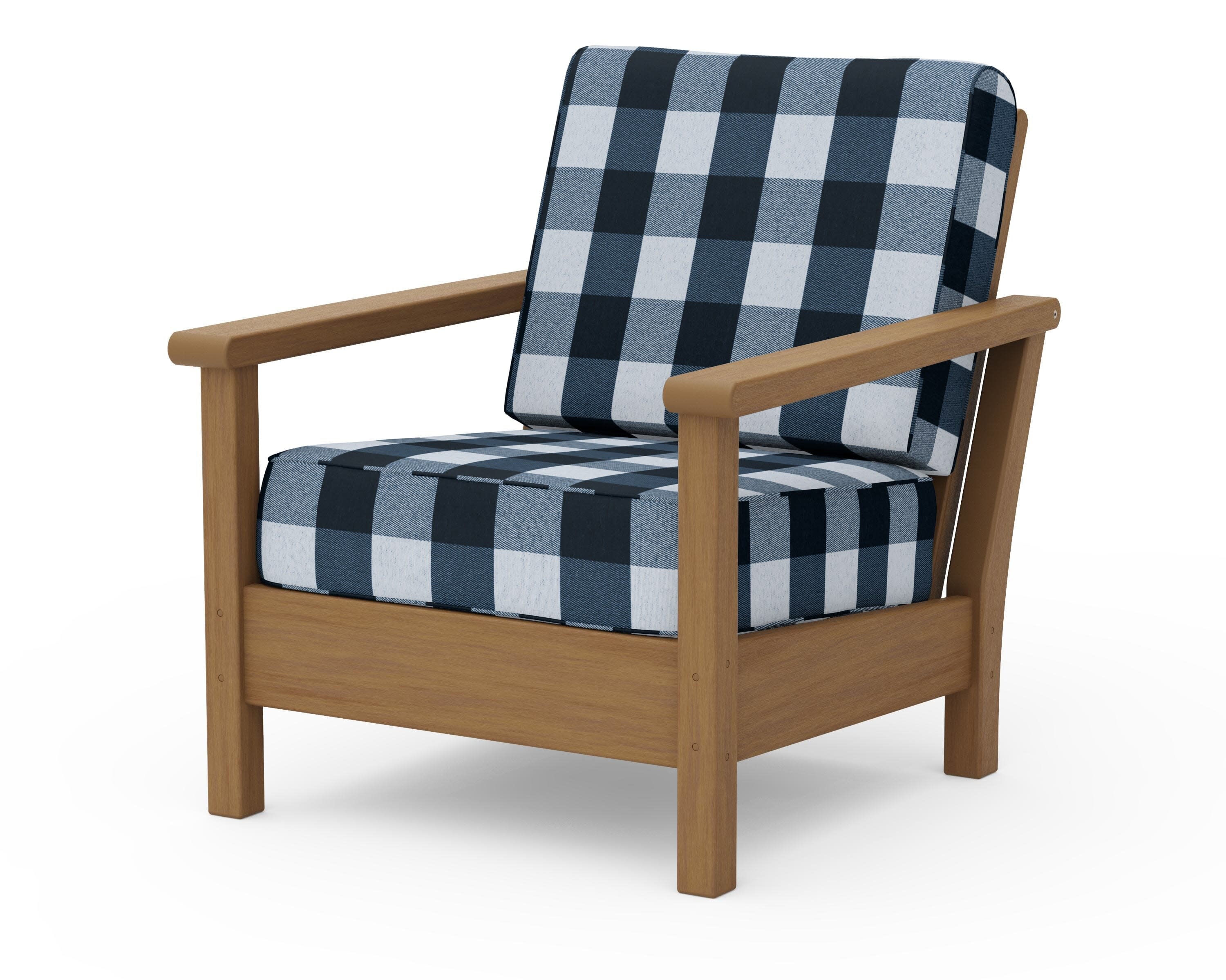 Harbour Deep Seating Chair in Natural / Buffalo Plaid Marine Indigo