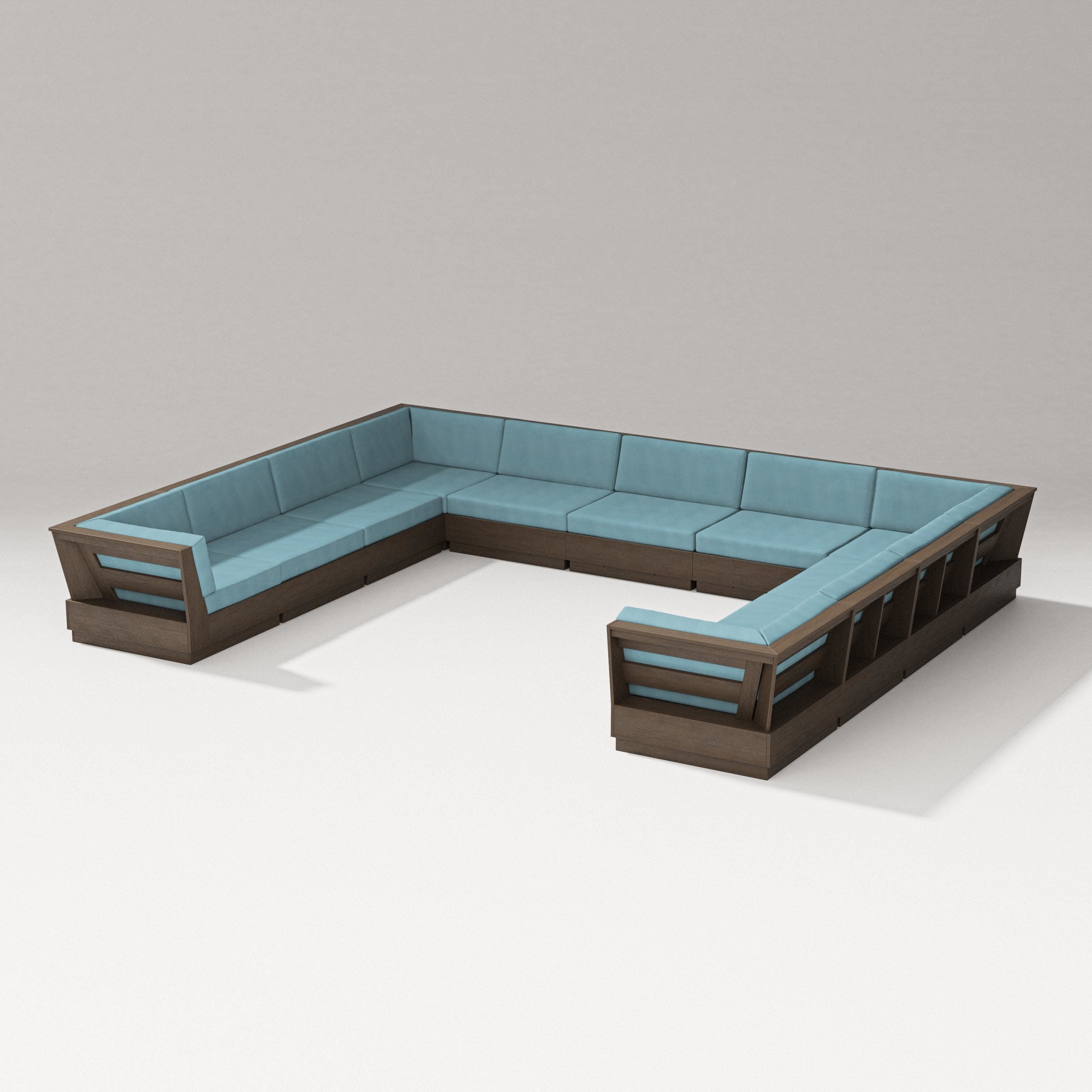 Elevate Large U-Shaped Sectional in Kona / Lattice Sky Blue
