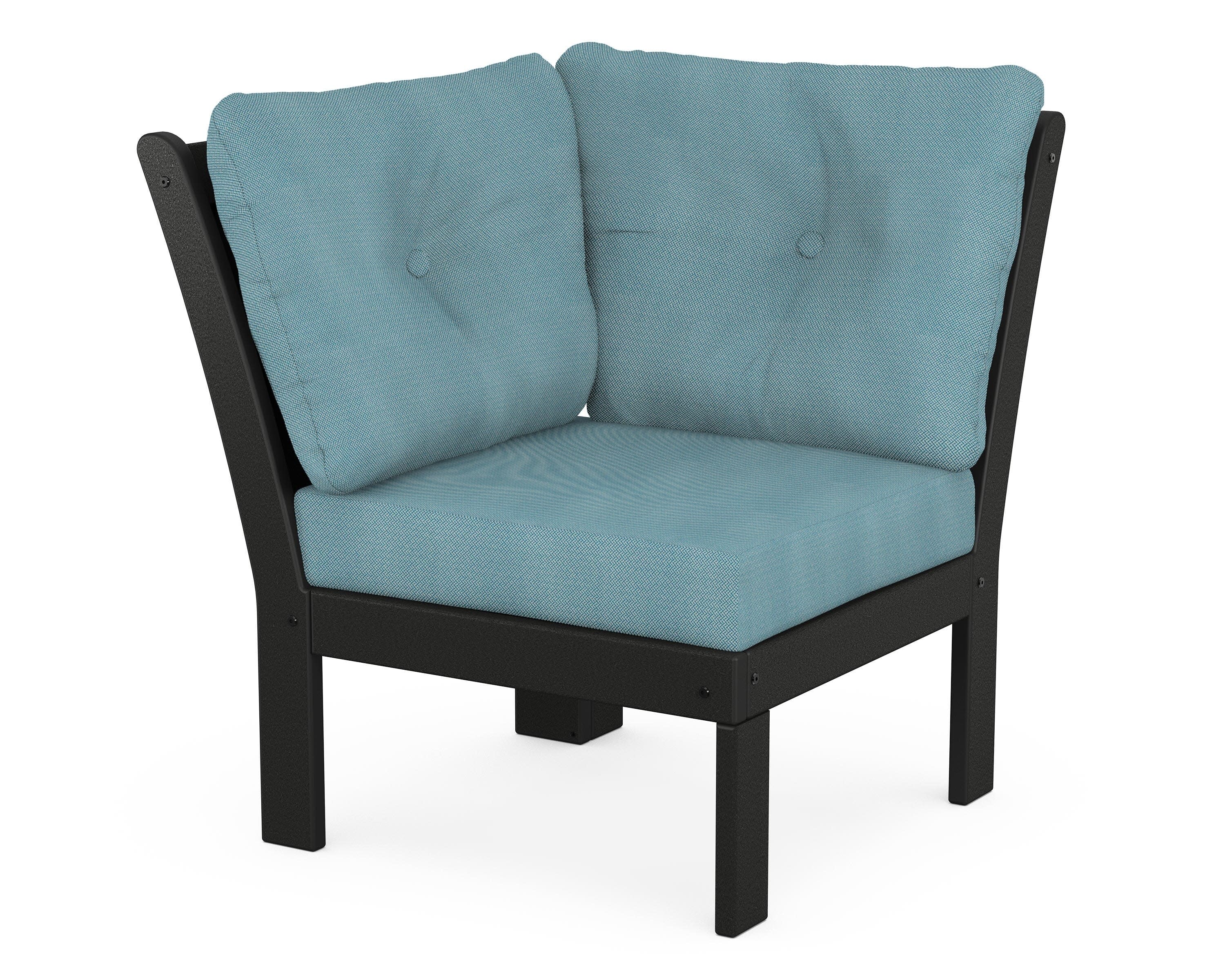 Vineyard Modular Corner Chair in Black / Lattice Sky Blue