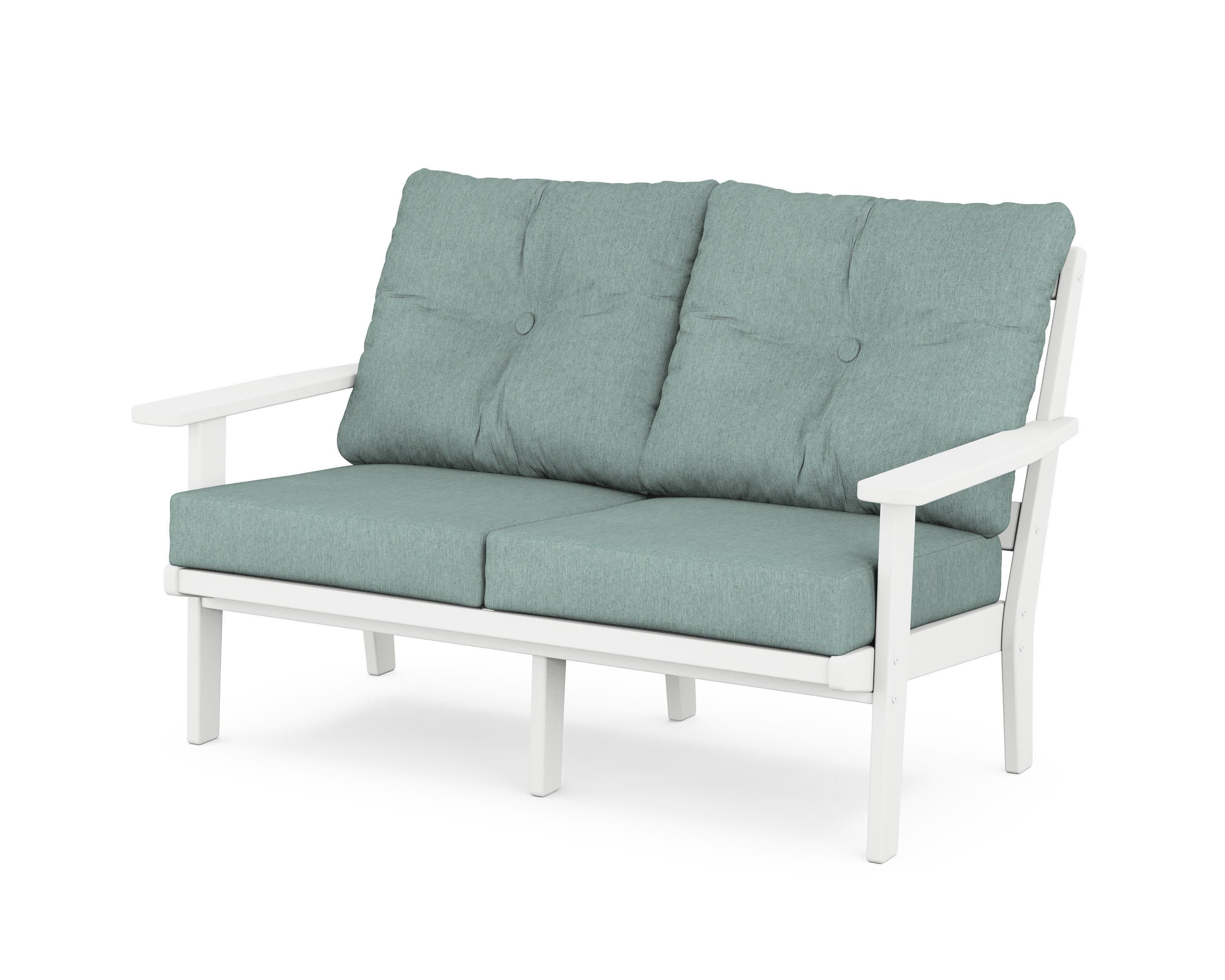 Oxford Deep SeatingLoveseat in White / Glacier Spa
