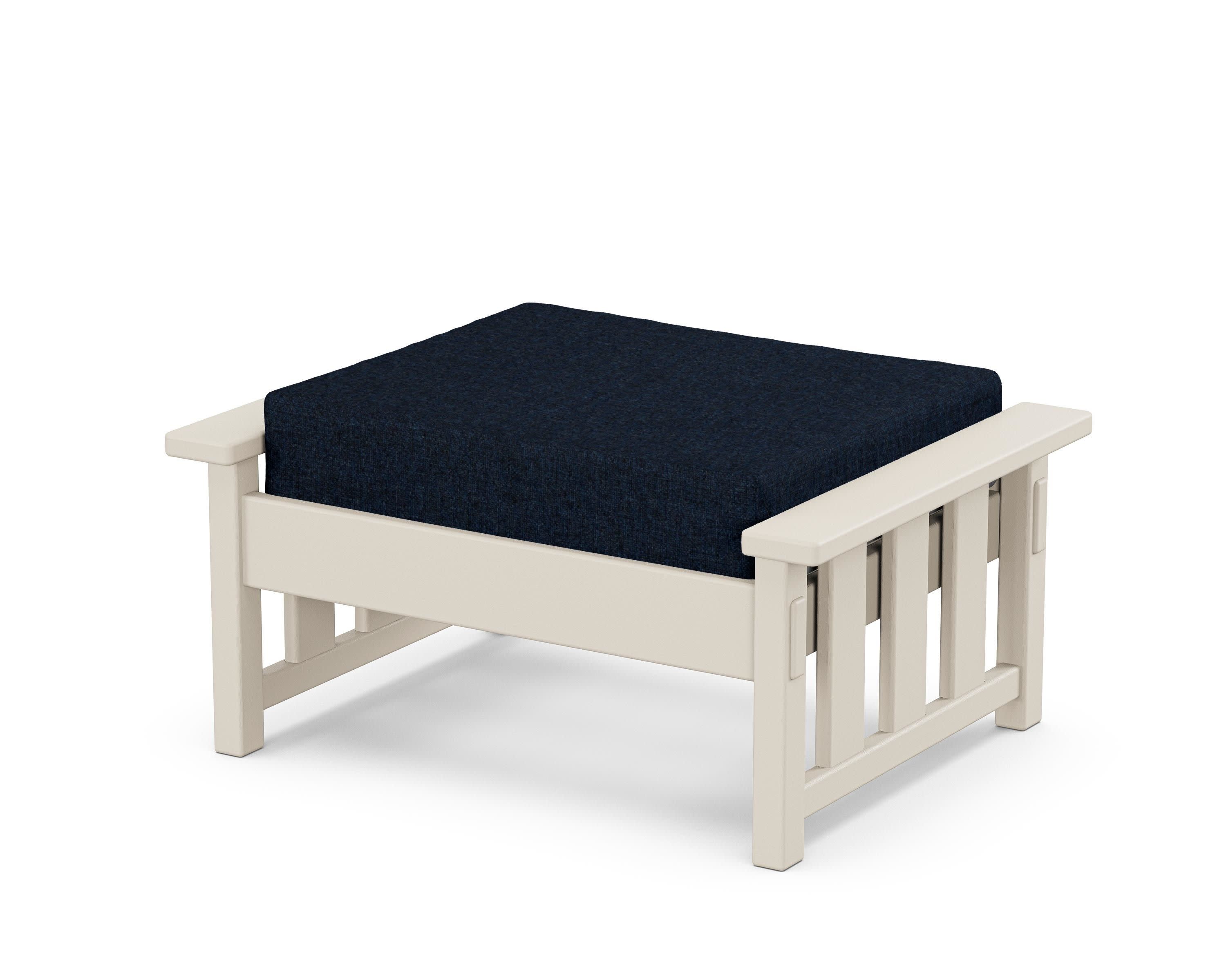 Acadia Deep Seating Ottoman in Sand / Marine Indigo