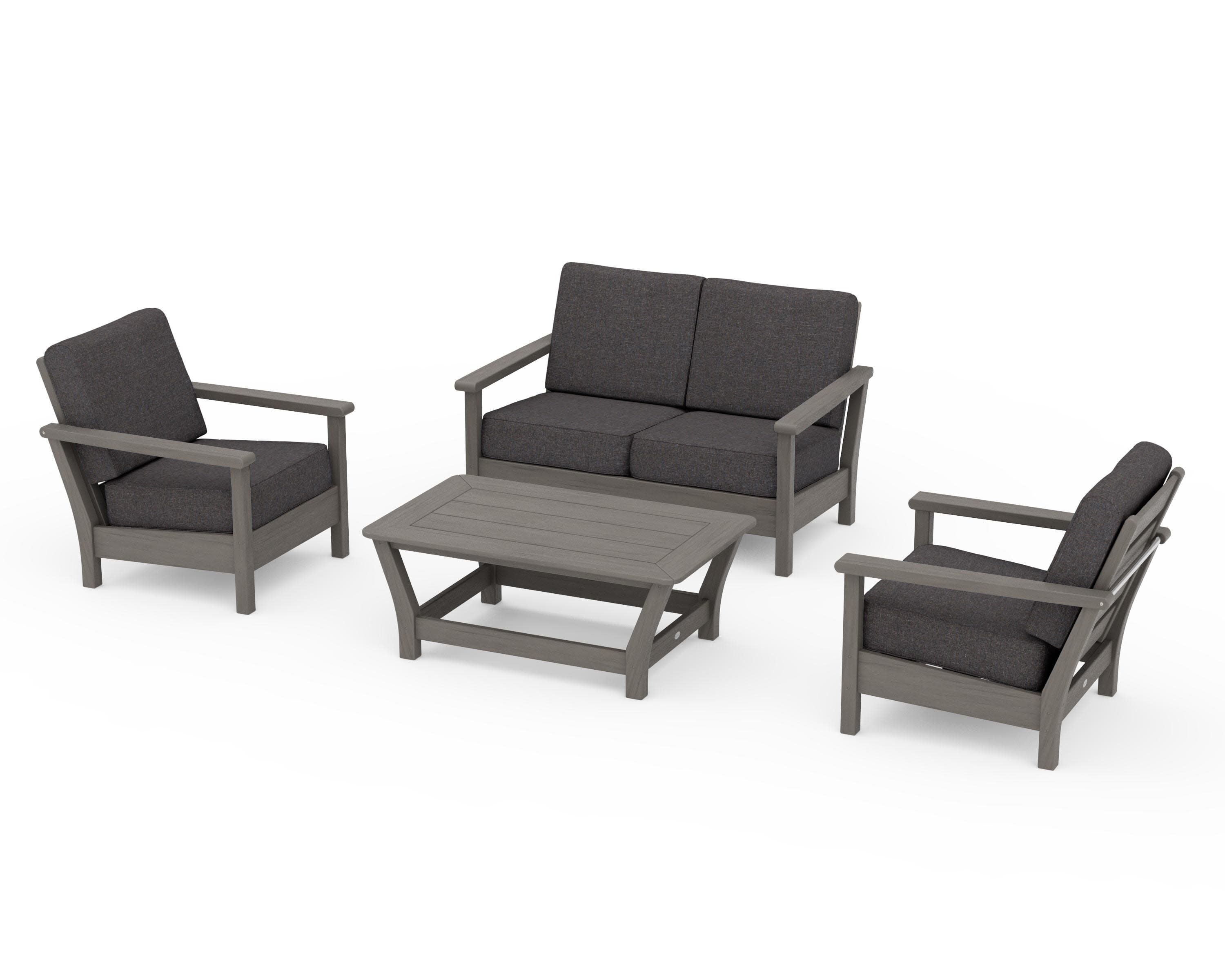 Harbour 4-Piece Deep Seating Set in Driftwood / Ash Charcoal