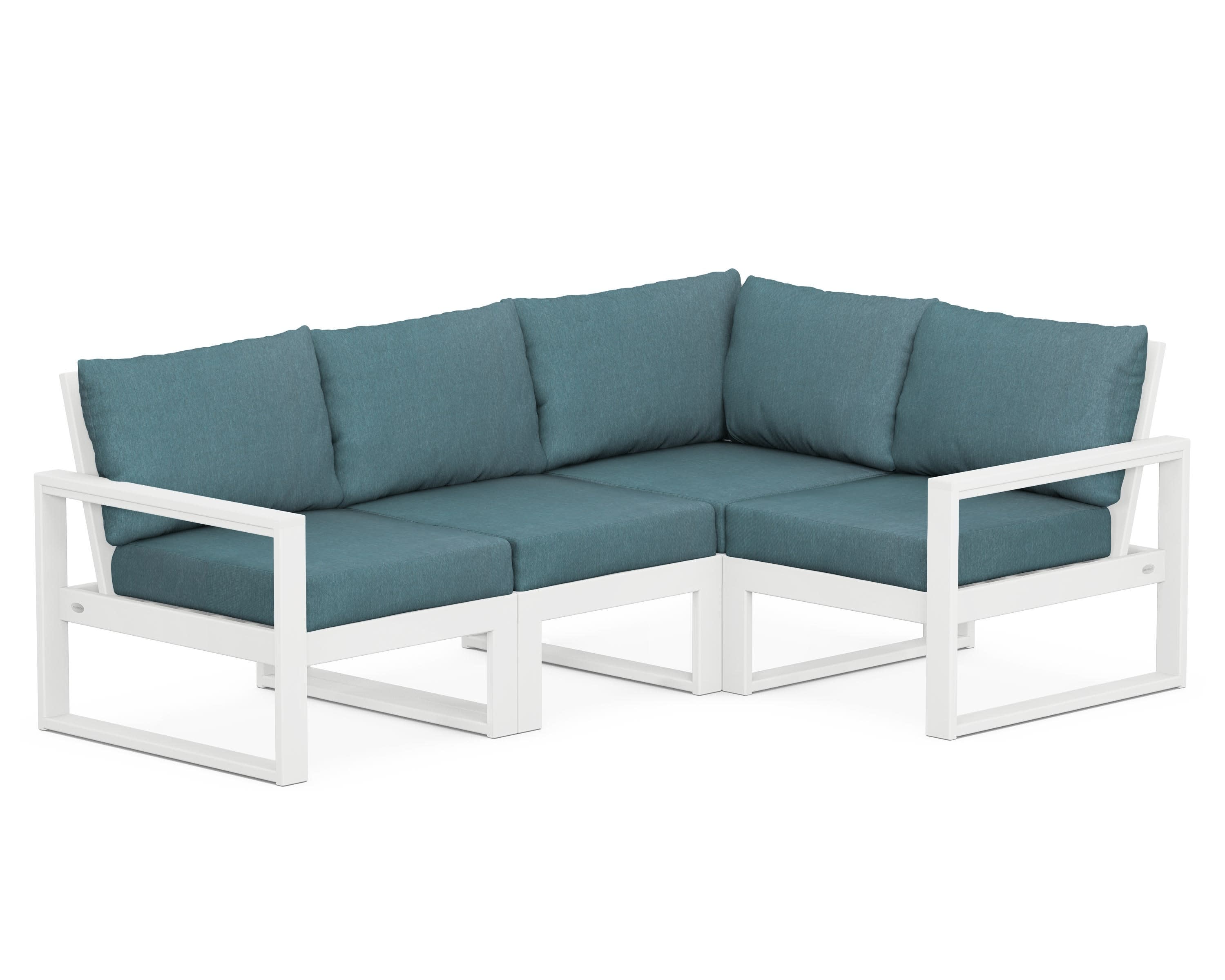 EDGE 4-Piece Modular Deep Seating Set in White / Ocean Teal