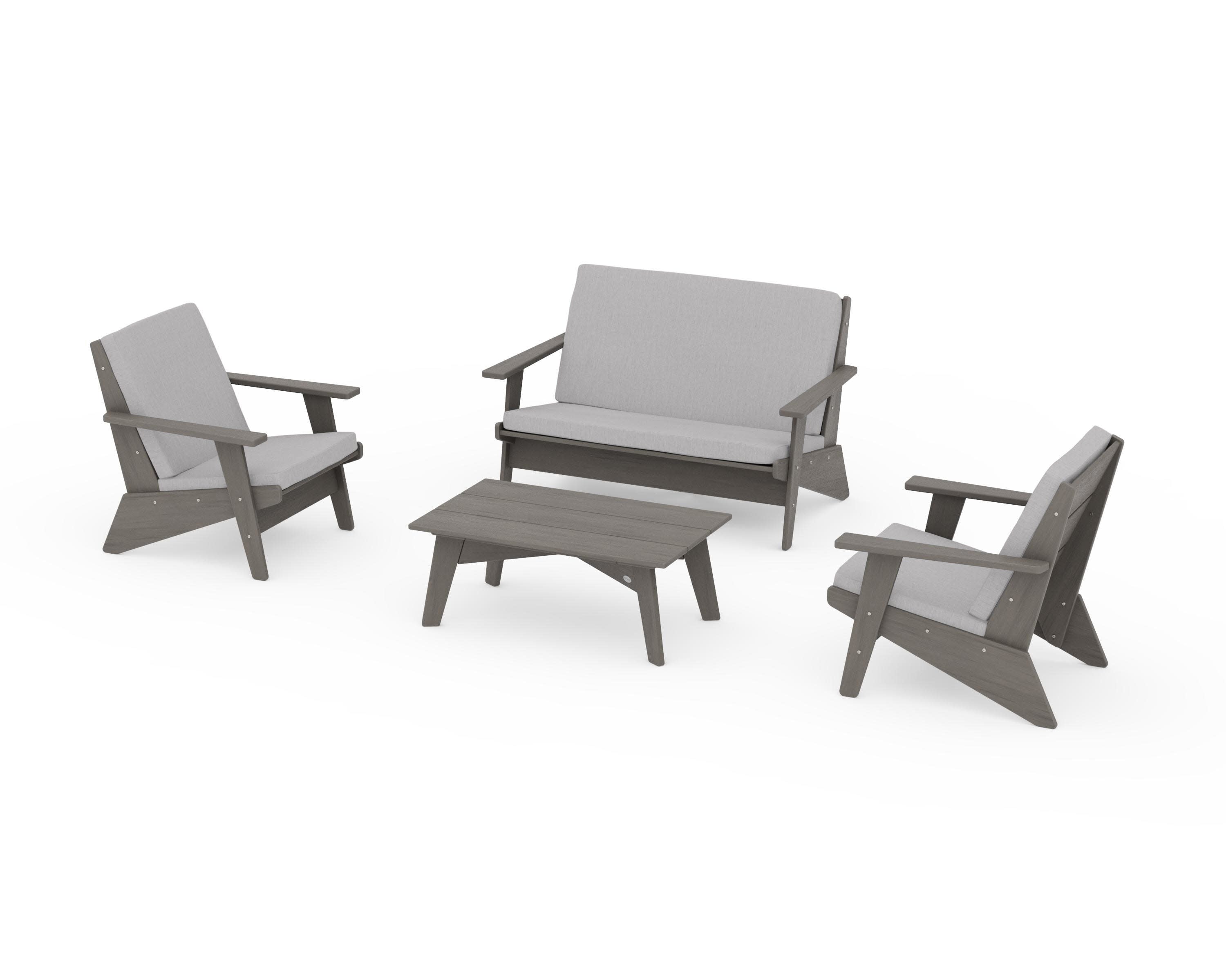 Riviera Modern Lounge 4-Piece Set in Driftwood / Granite