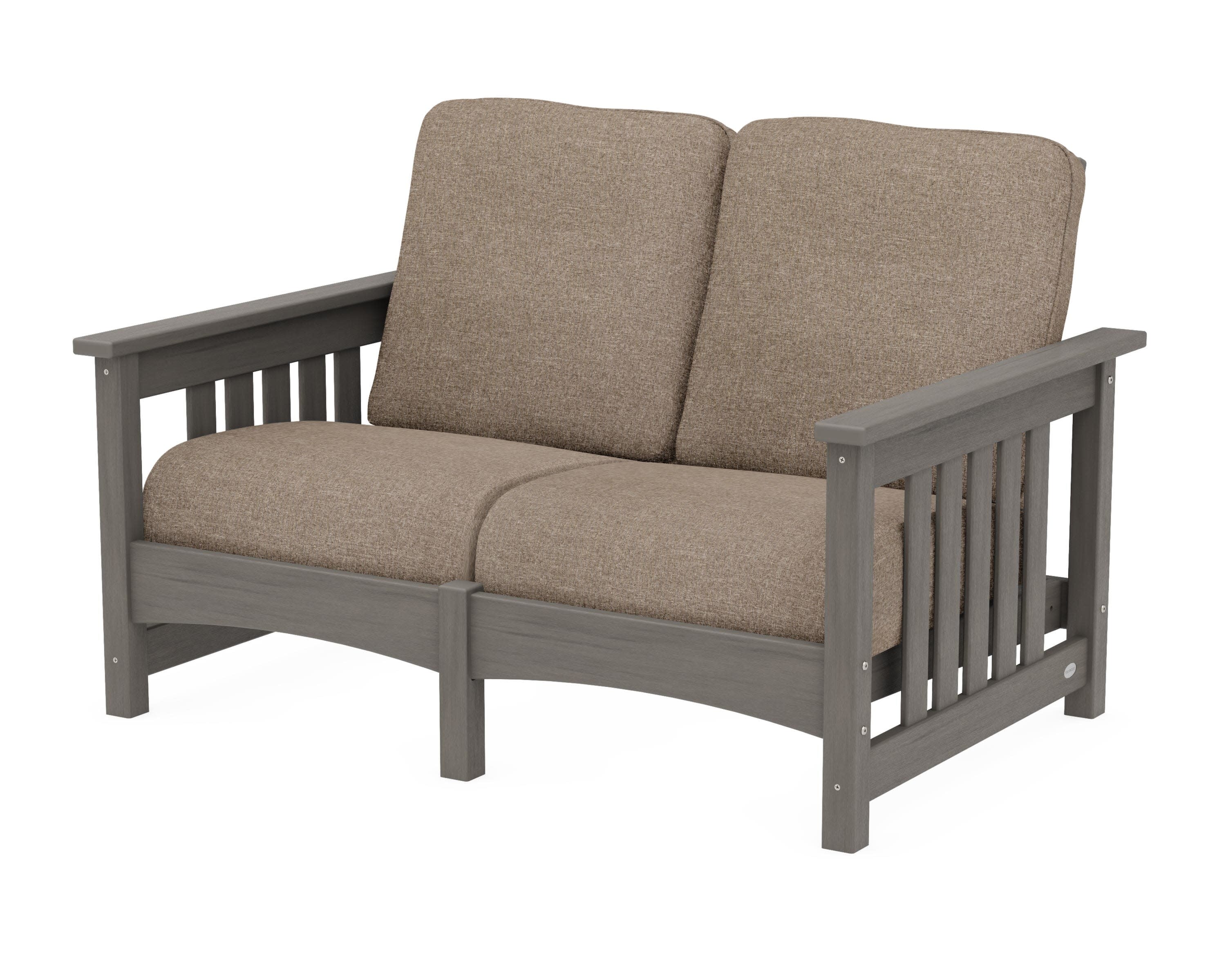 Club Mission Loveseat in Driftwood / Spiced Burlap
